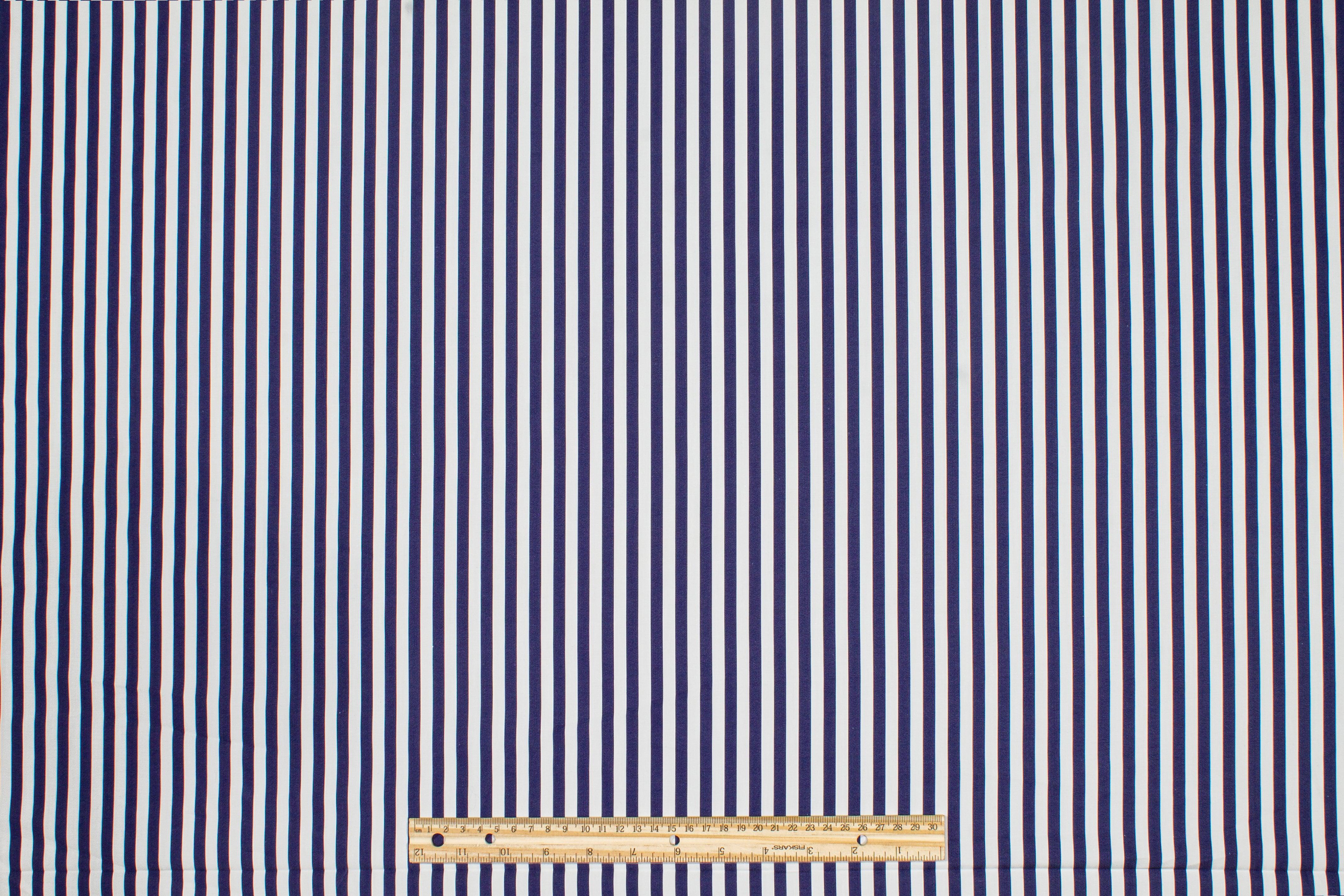 Striped Cotton Shirting - Navy and White - Prime Fabrics