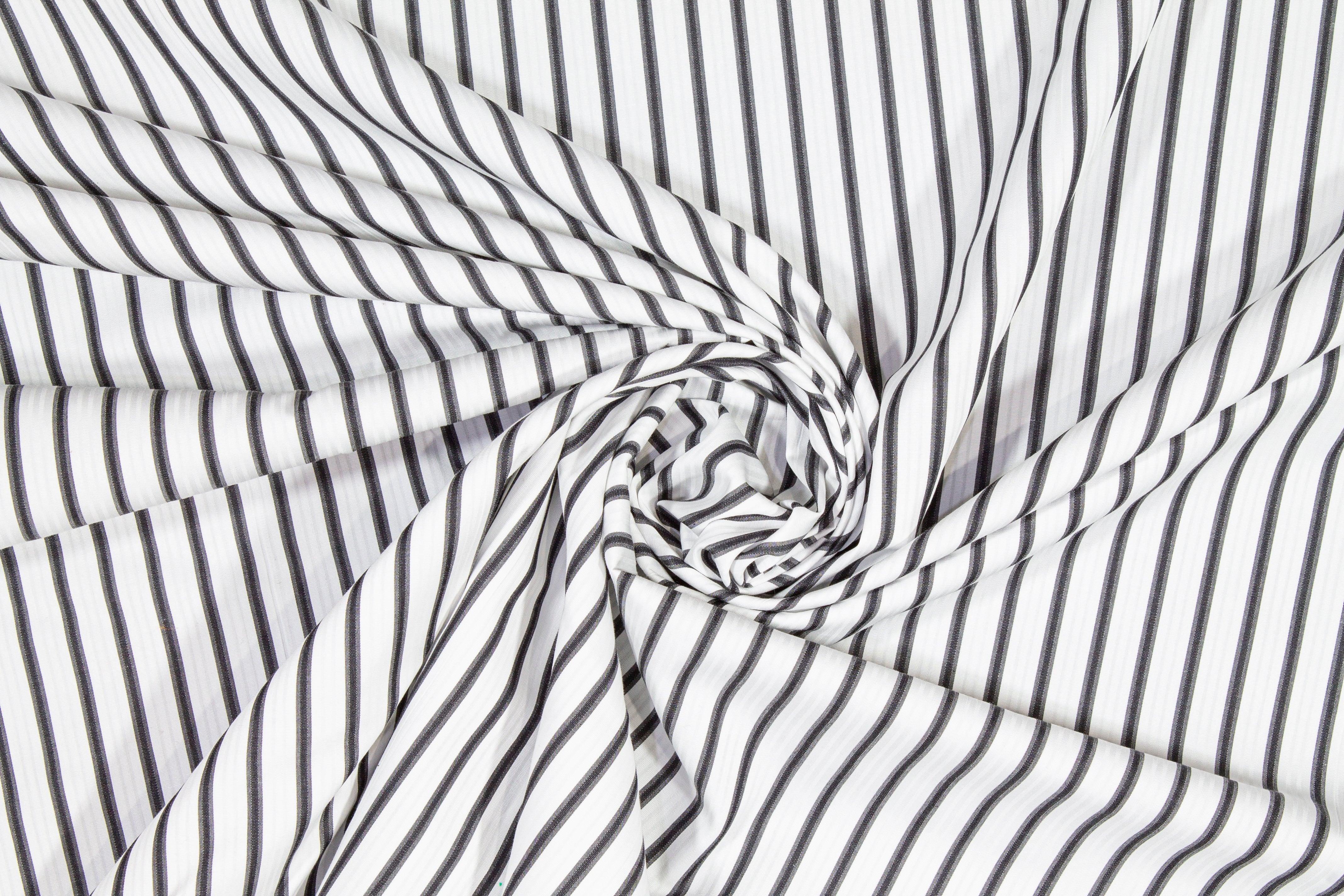 Striped Cotton Shirting - Black and White - Prime Fabrics