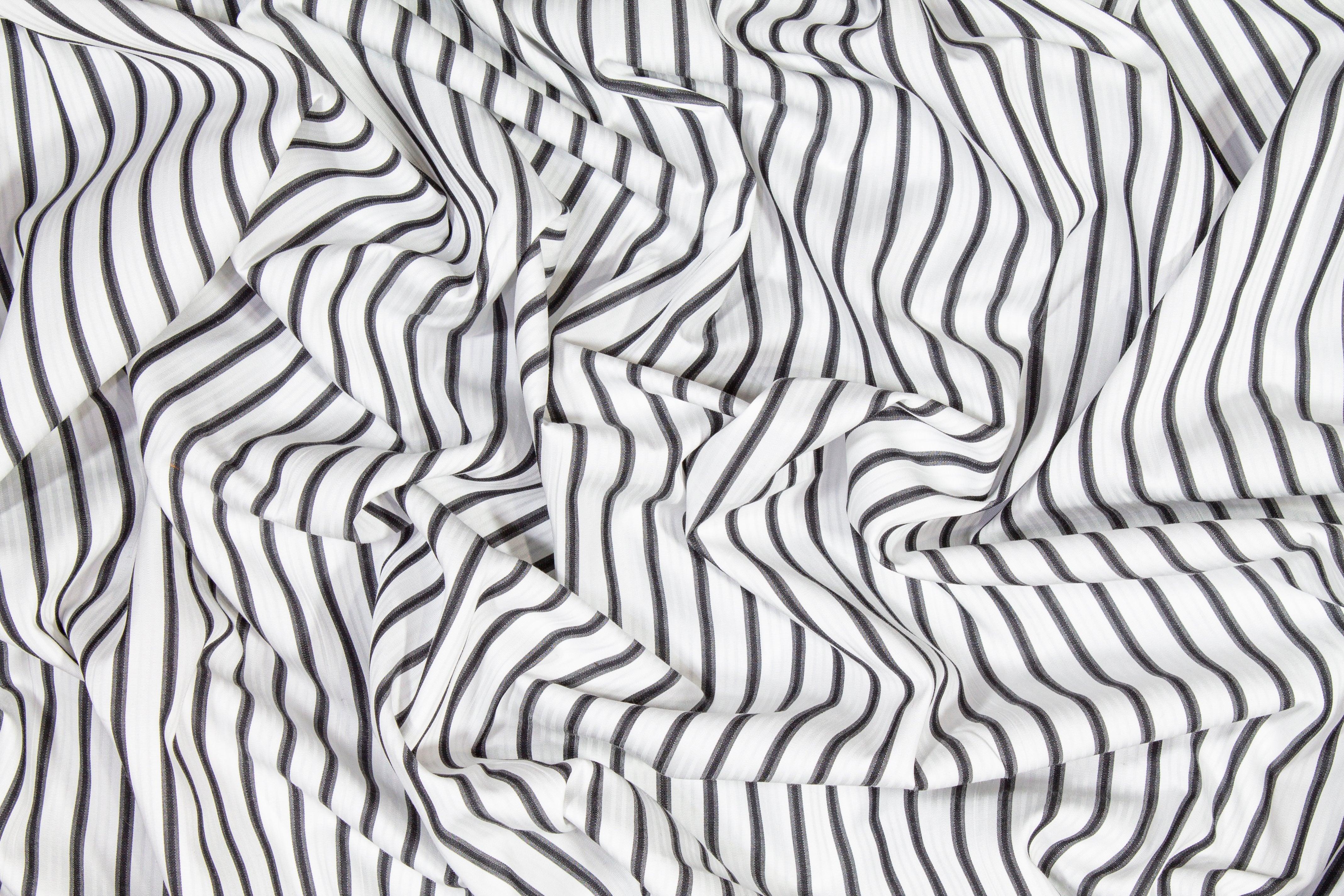 Striped Cotton Shirting - Black and White - Prime Fabrics