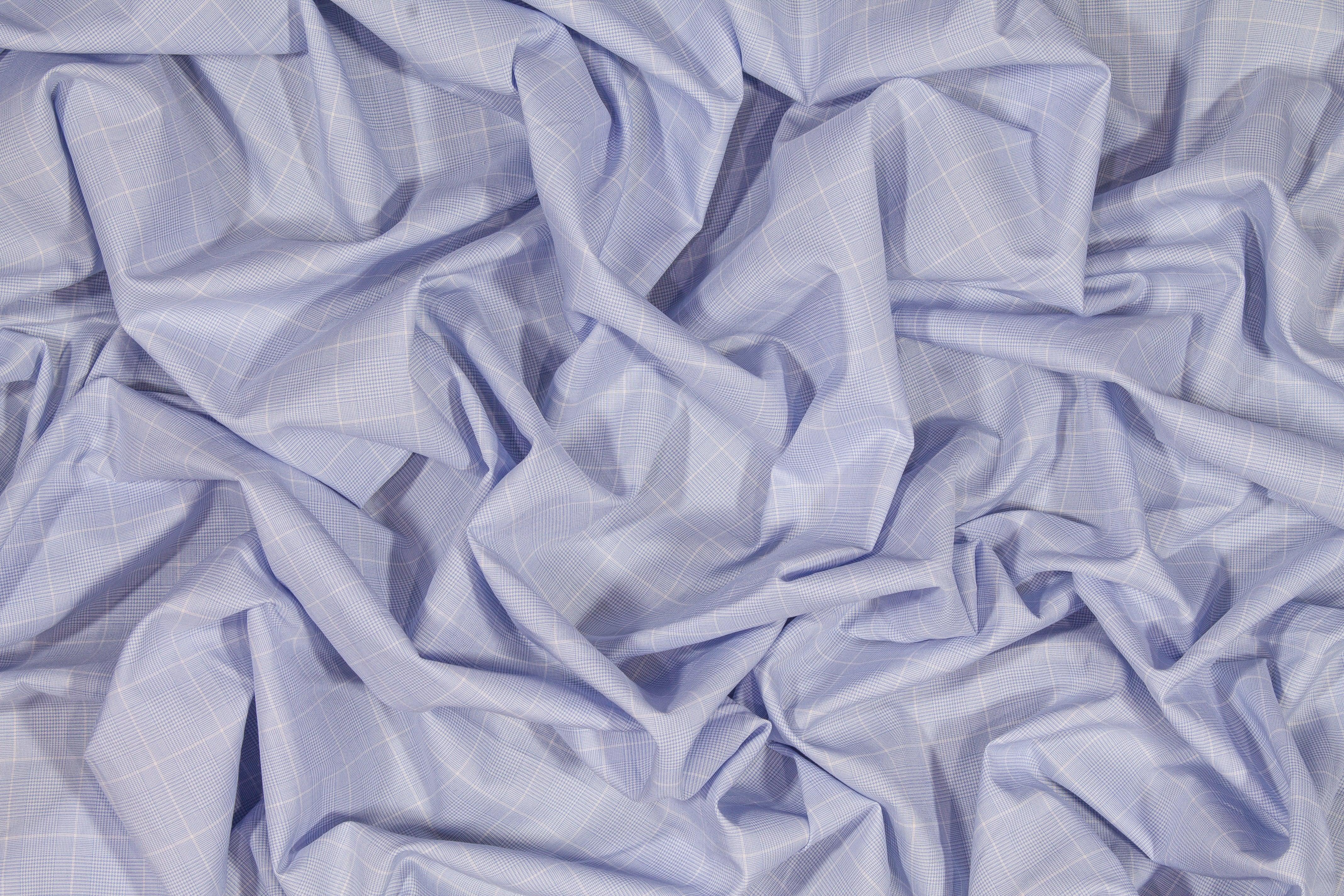 Glen Check Cotton Shirting - Blue Purple - Prime Fabrics