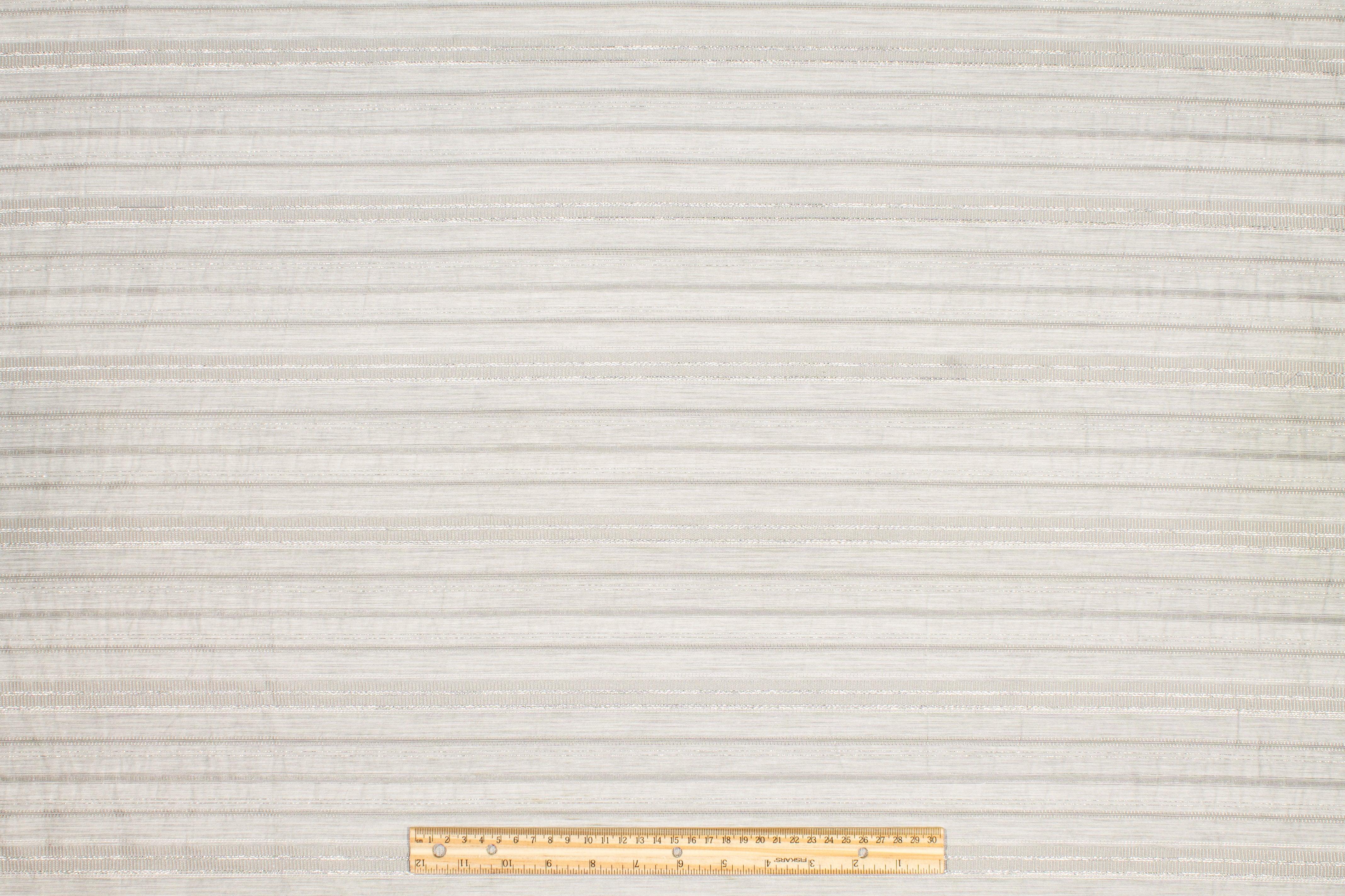 Metallic Striped Cotton Voile - Silver Off White - Prime Fabrics