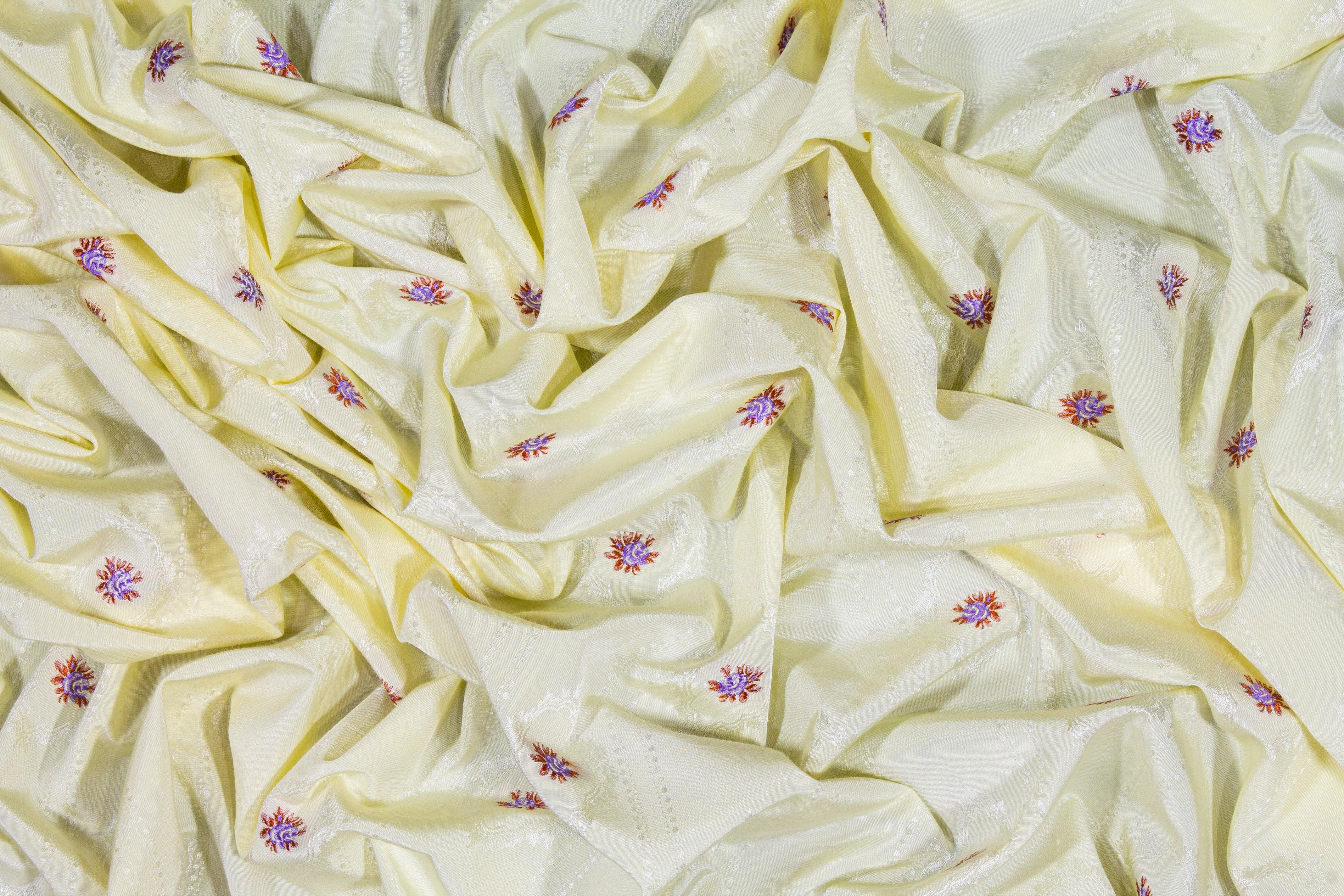 Embroidered Polyester Cotton Jacquard - Yellow - Prime Fabrics