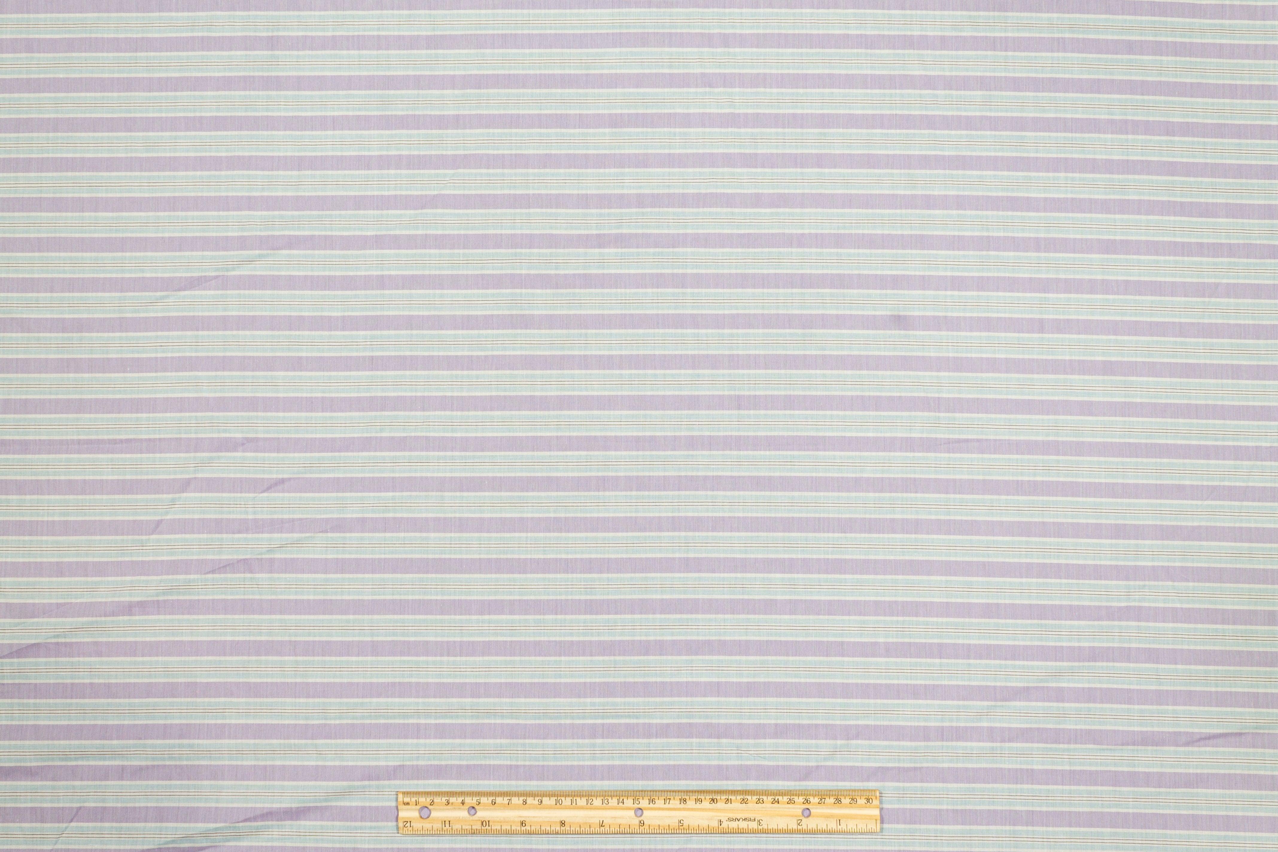 Striped Cotton Voile - Blue, Purple, White - Prime Fabrics