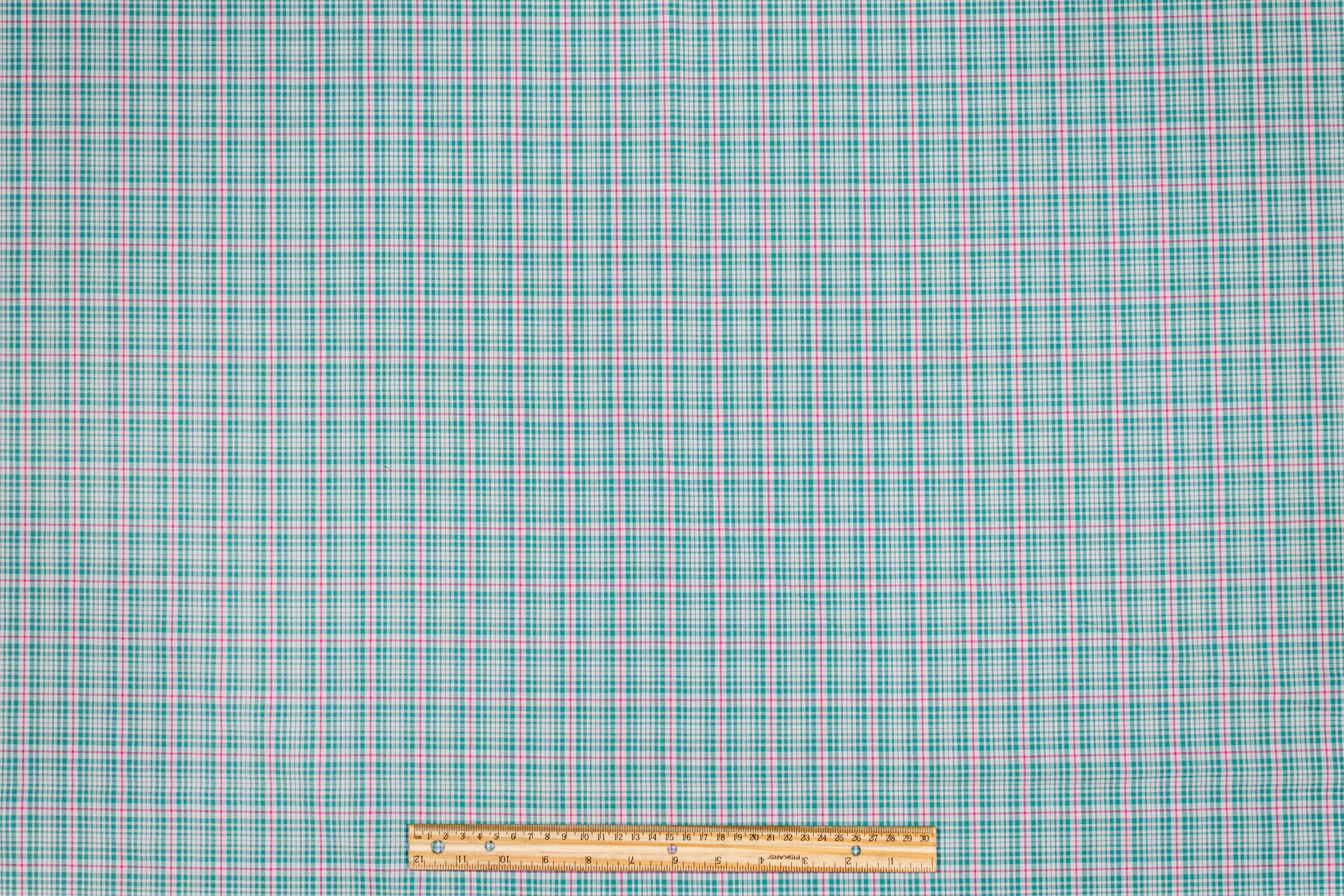 Plaid Cotton Shirting - Green, Pink, White - Prime Fabrics