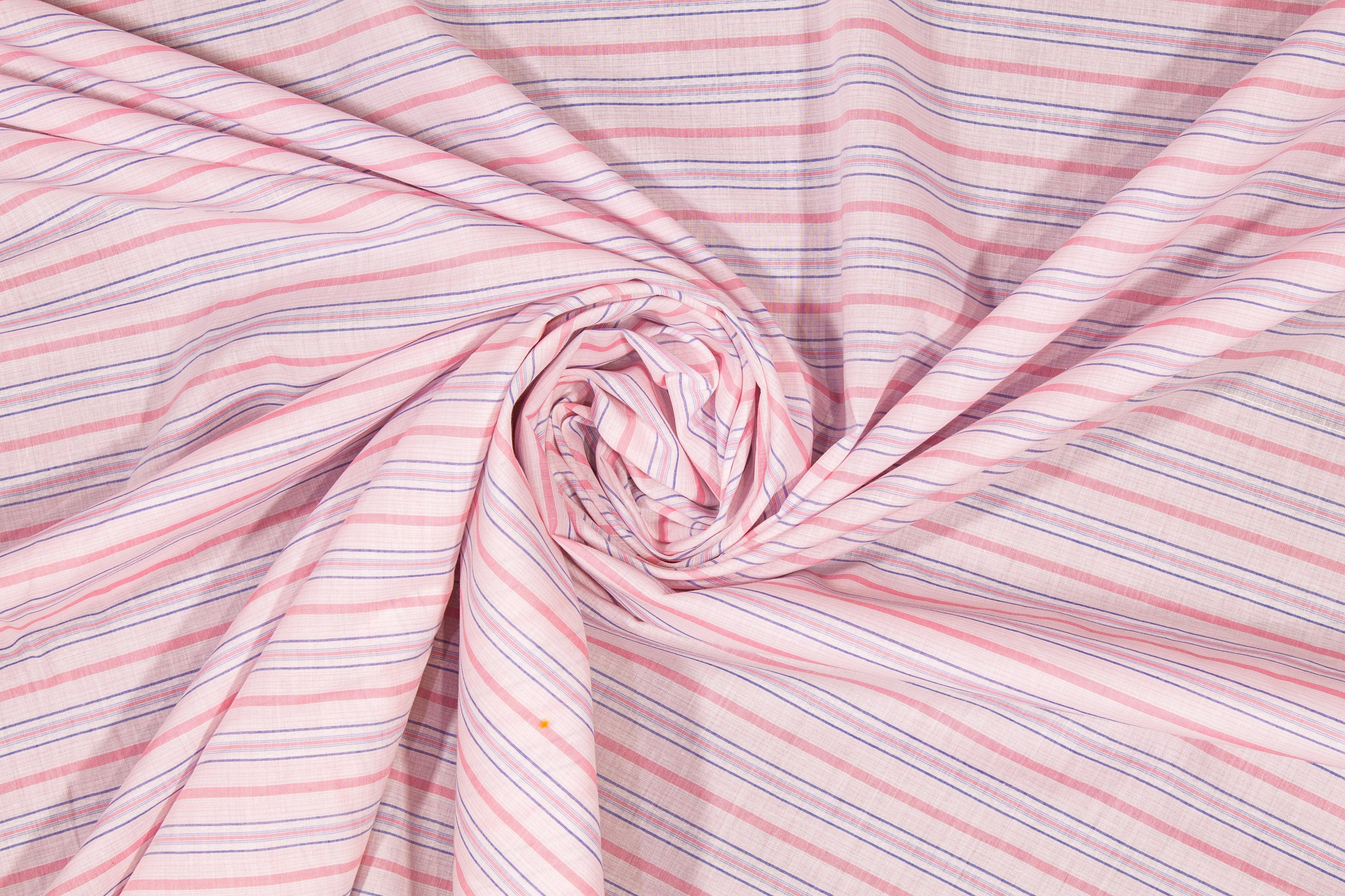 Striped Cotton Voile - Pink and Blue - Prime Fabrics