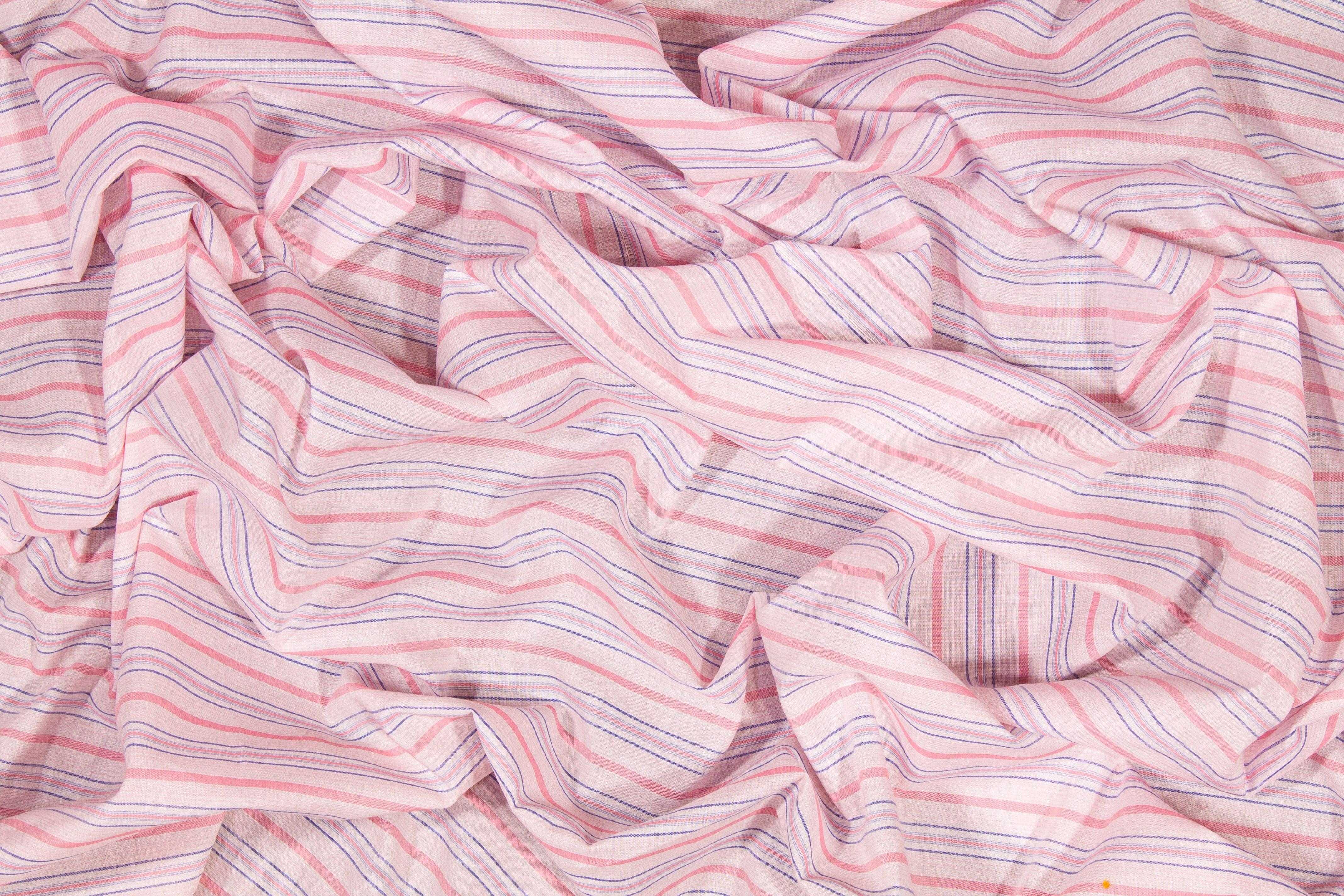 Striped Cotton Voile - Pink and Blue - Prime Fabrics