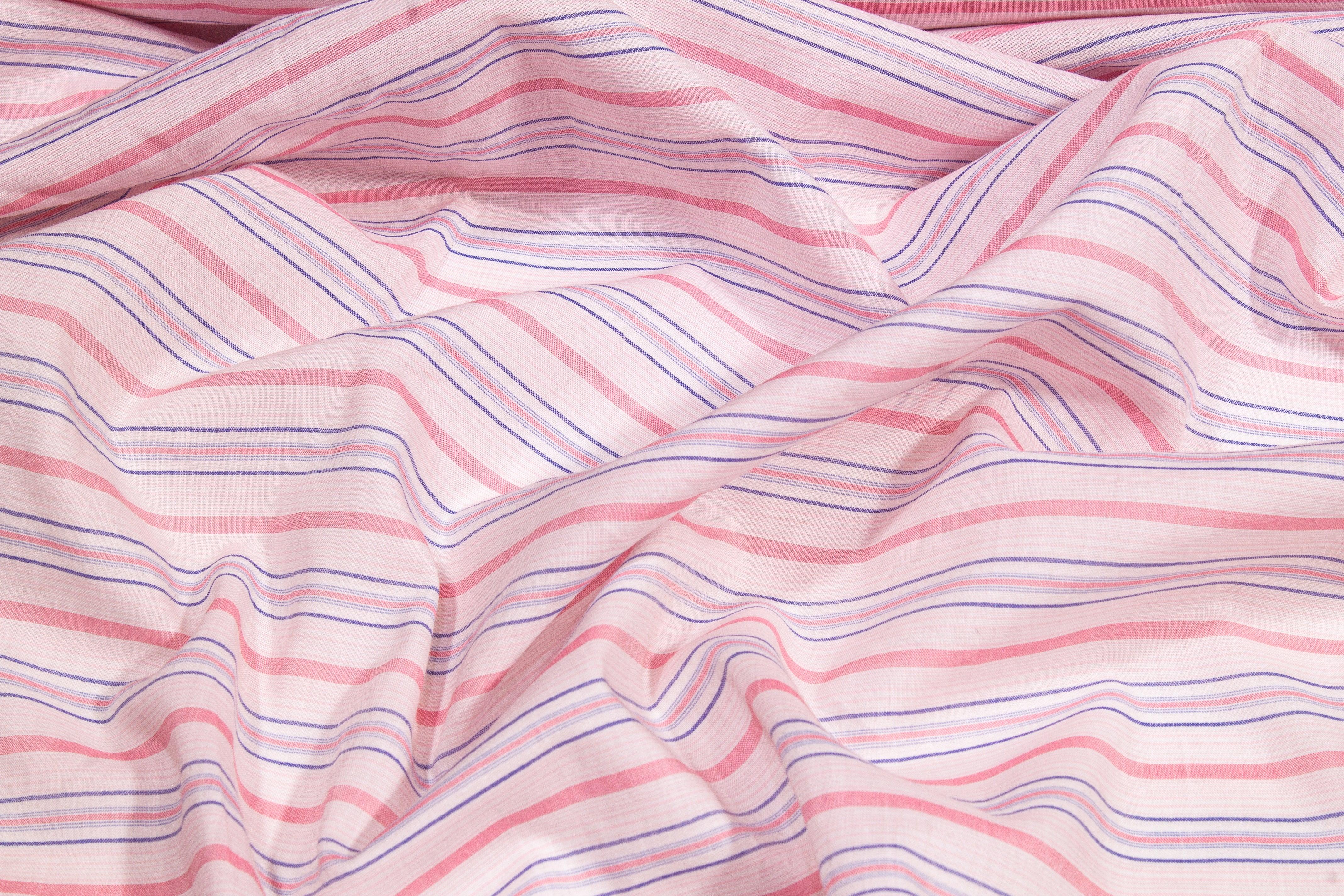 Striped Cotton Voile - Pink and Blue - Prime Fabrics