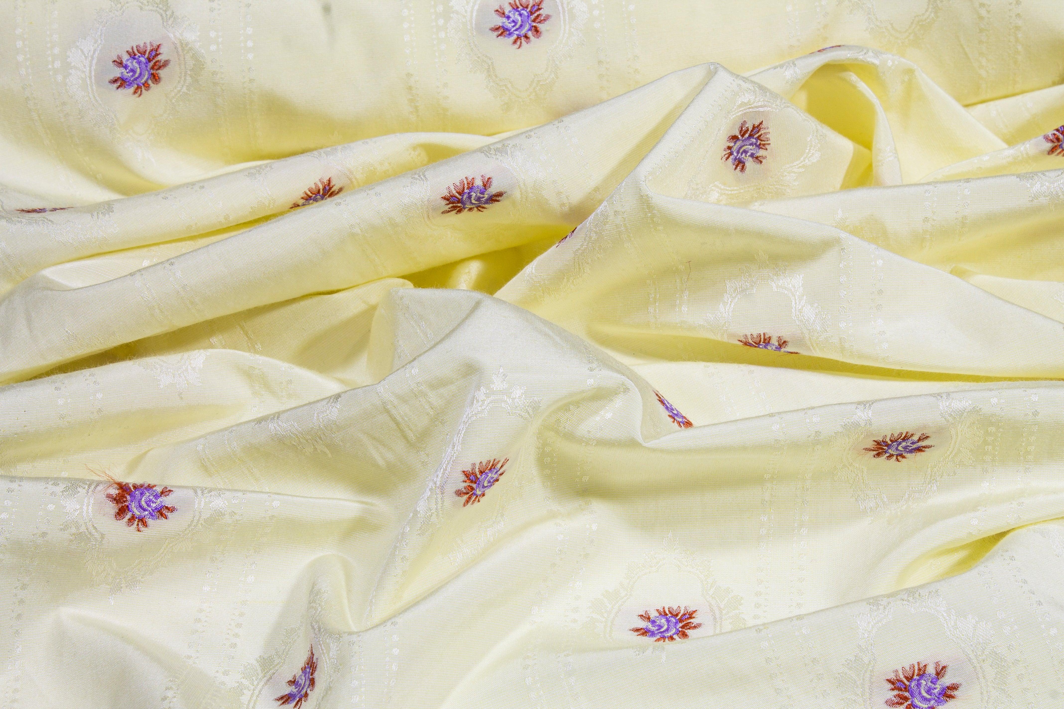 Embroidered Polyester Cotton Jacquard - Yellow - Prime Fabrics