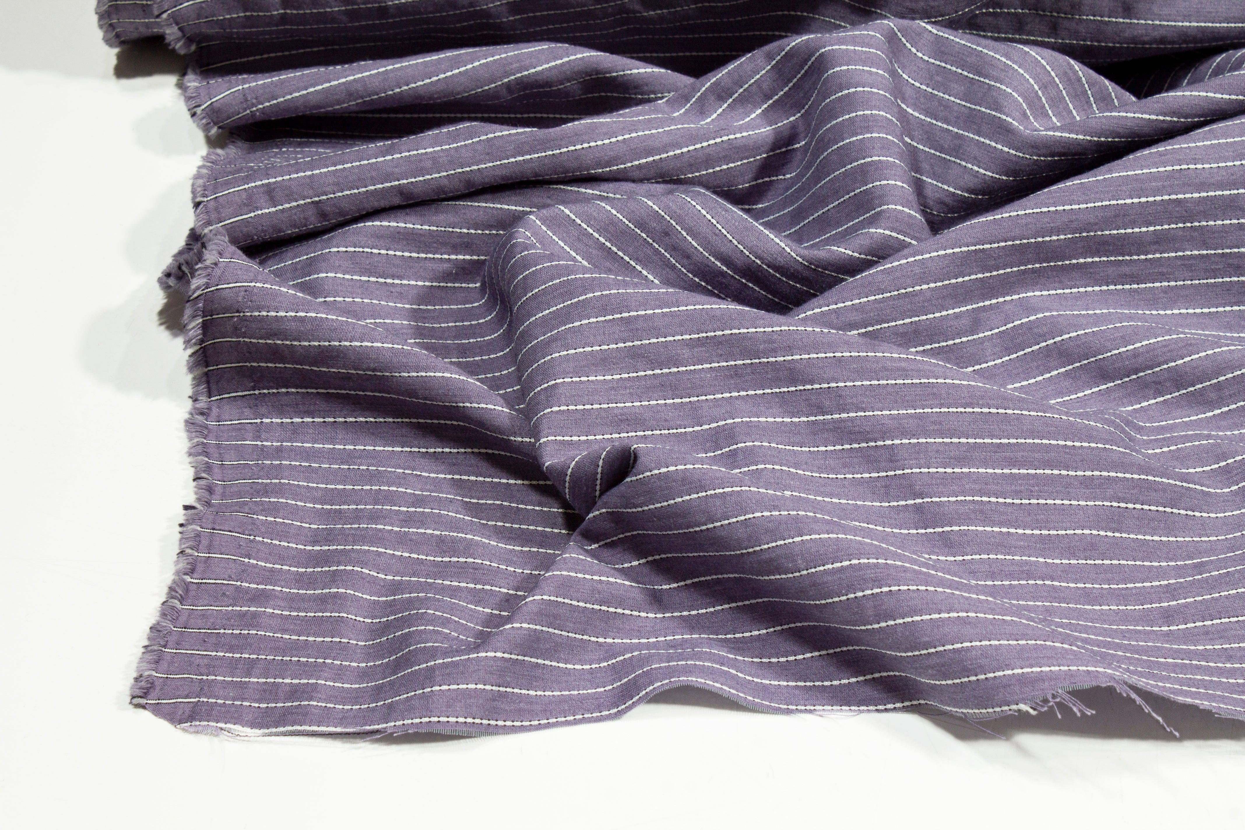 Textured Striped Poly Cotton - Purple Gray - Prime Fabrics