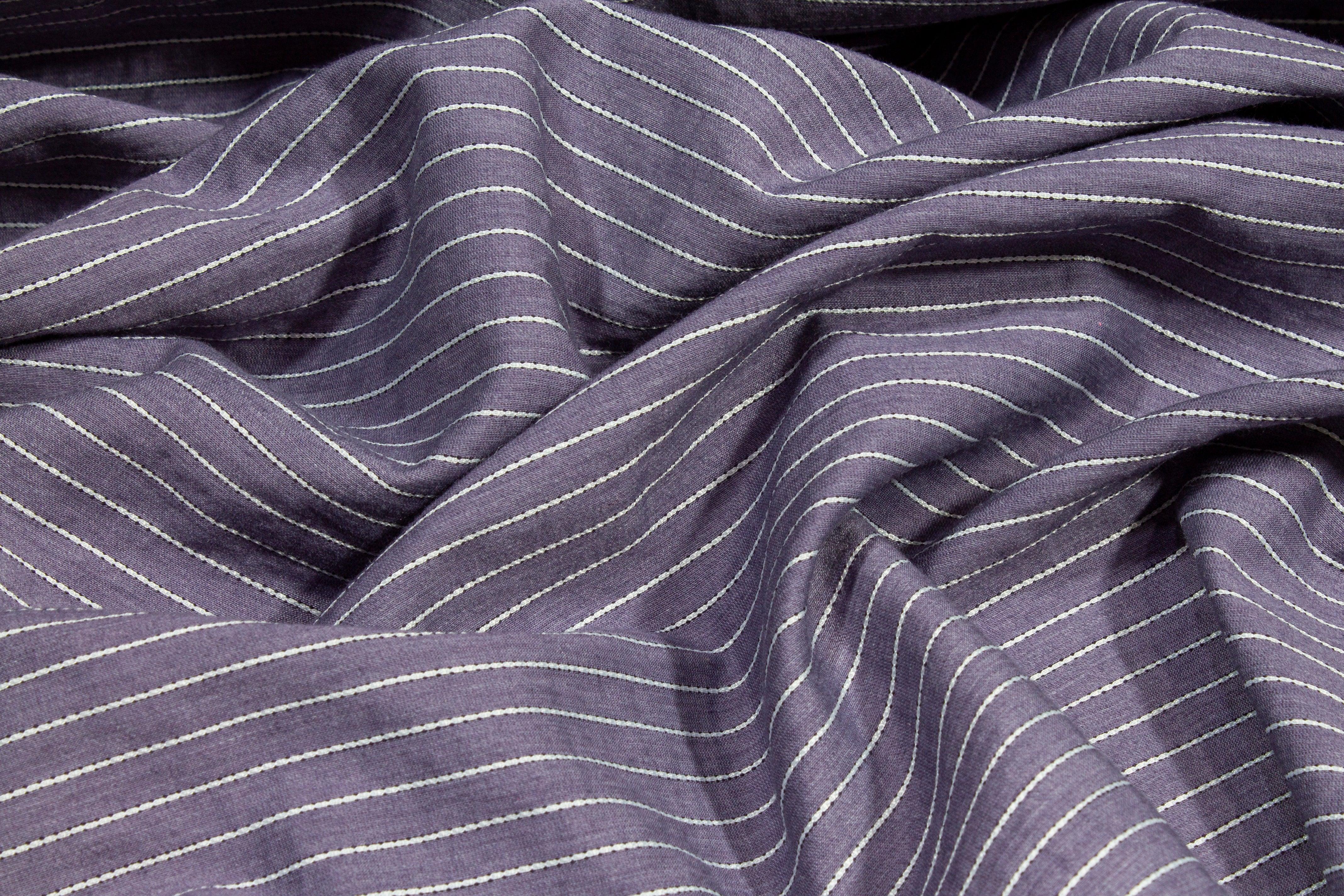 Textured Striped Poly Cotton - Purple Gray - Prime Fabrics
