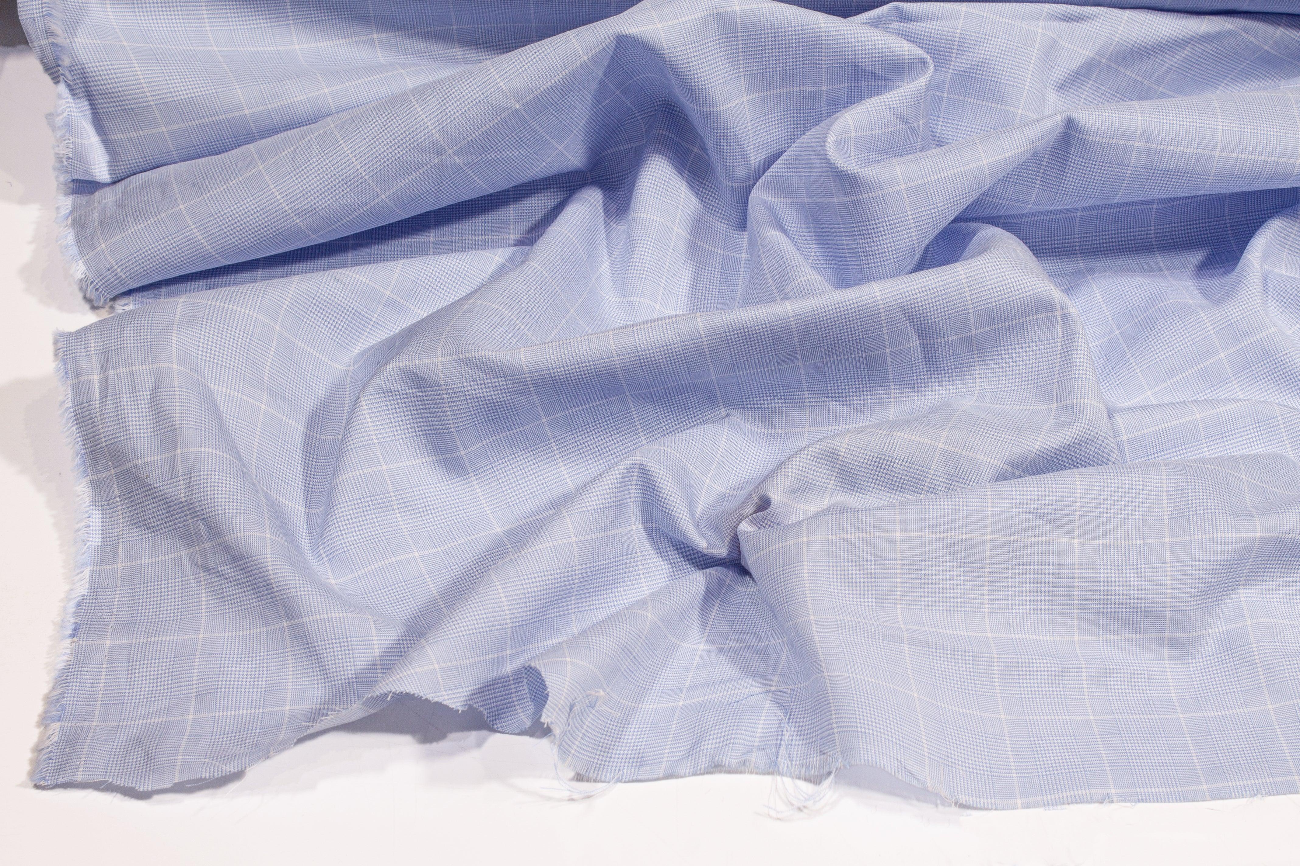 Glen Check Cotton Shirting - Blue Purple - Prime Fabrics