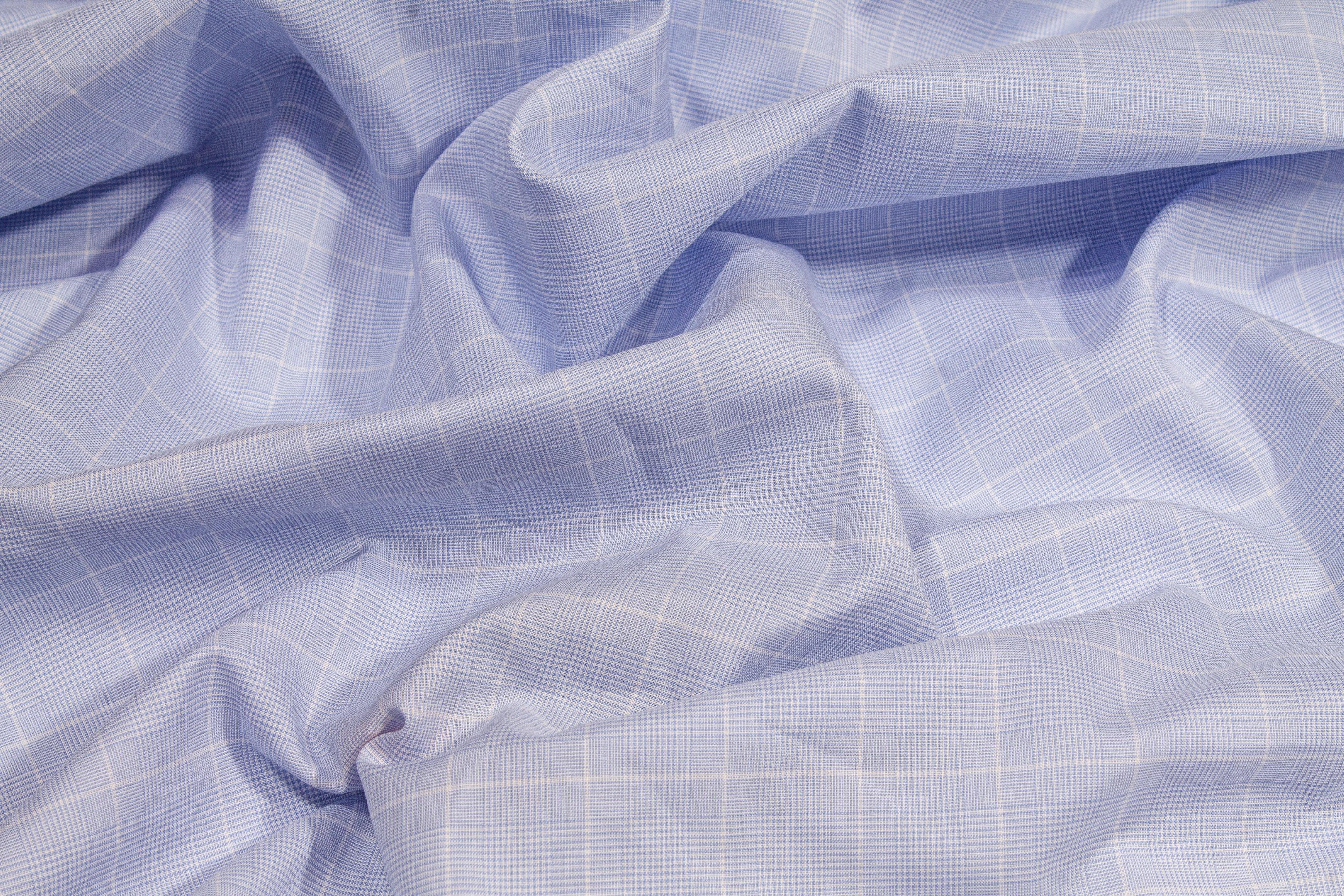Glen Check Cotton Shirting - Blue Purple - Prime Fabrics