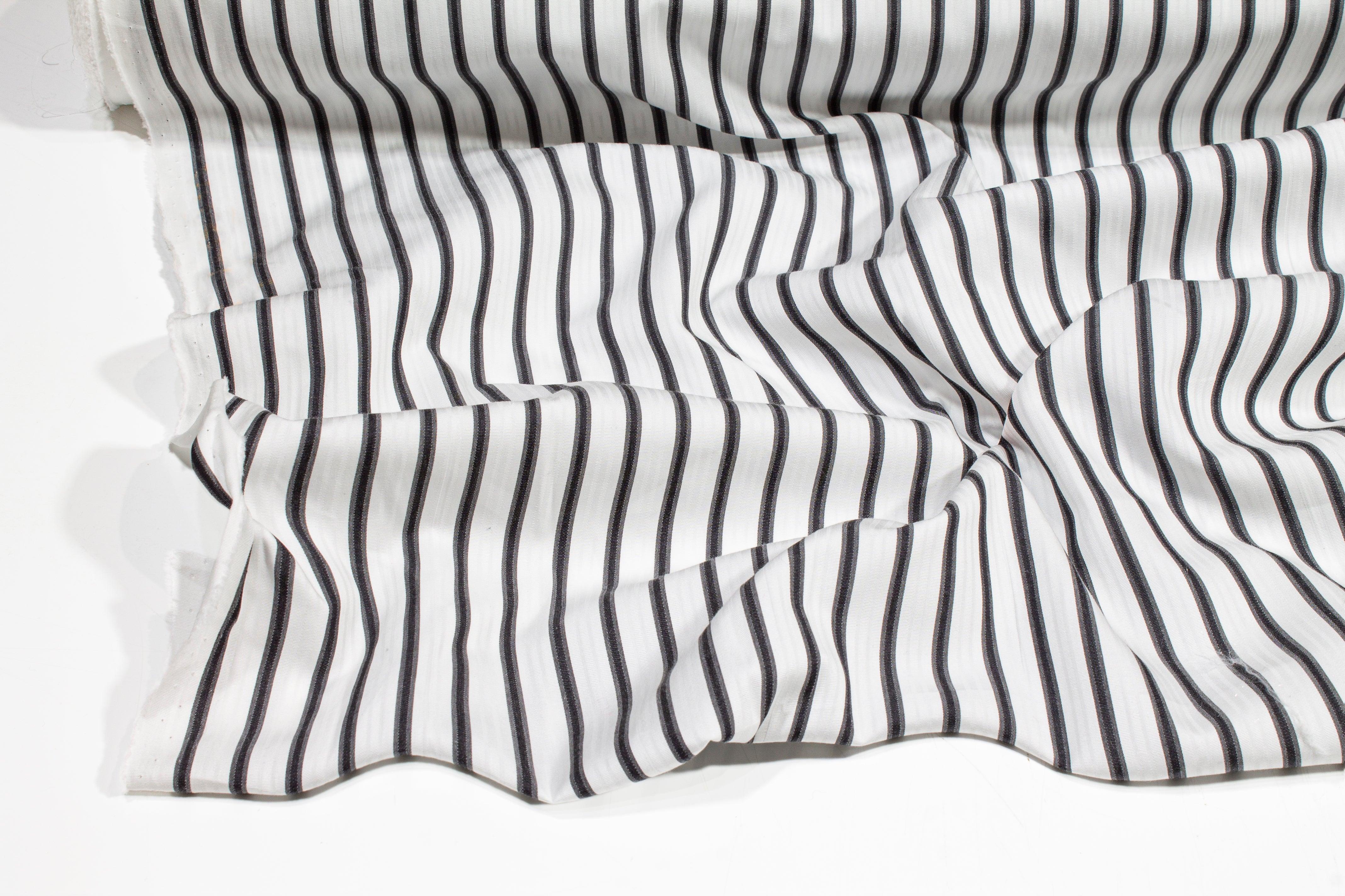 Striped Cotton Shirting - Black and White - Prime Fabrics