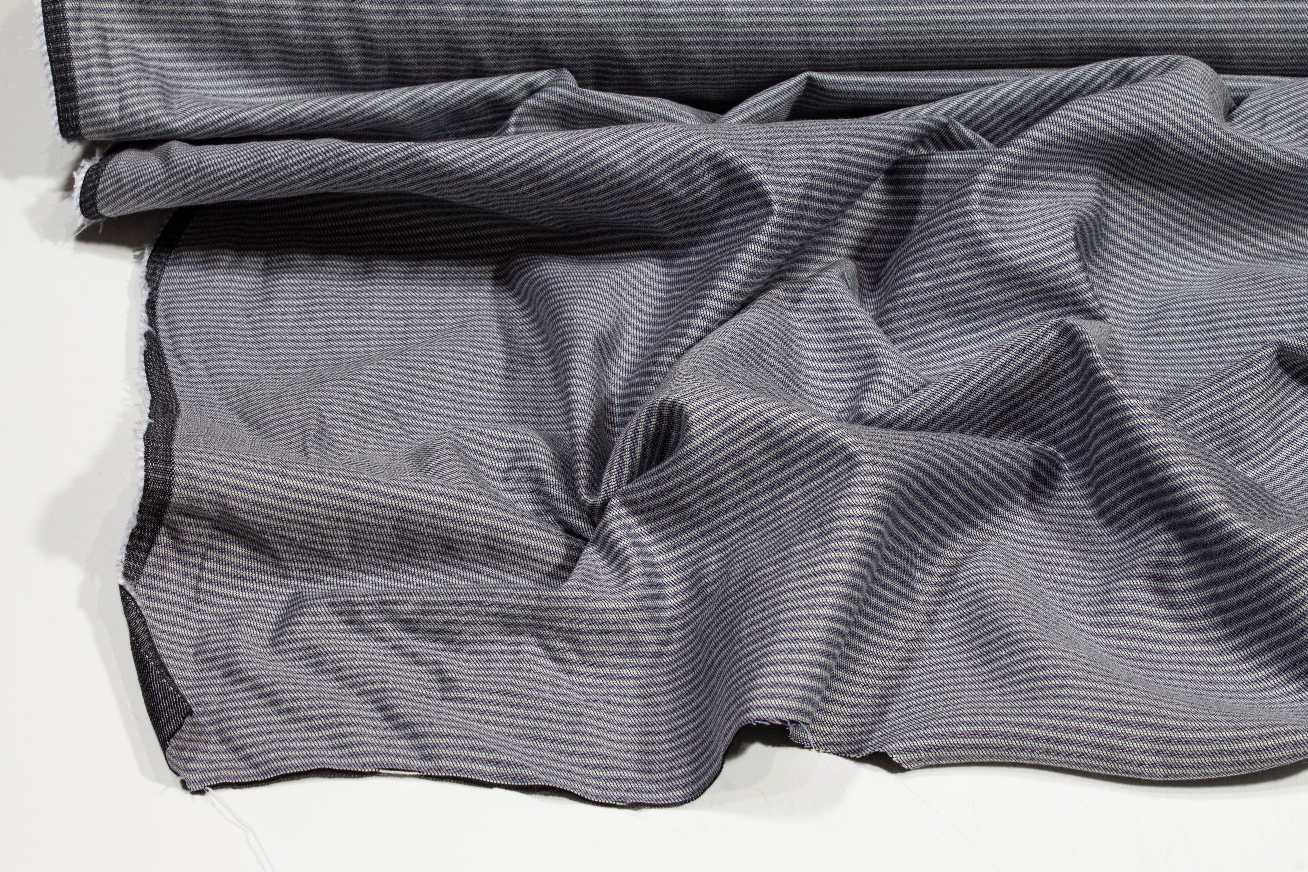 Striped Cotton Shirting - Gray - Prime Fabrics