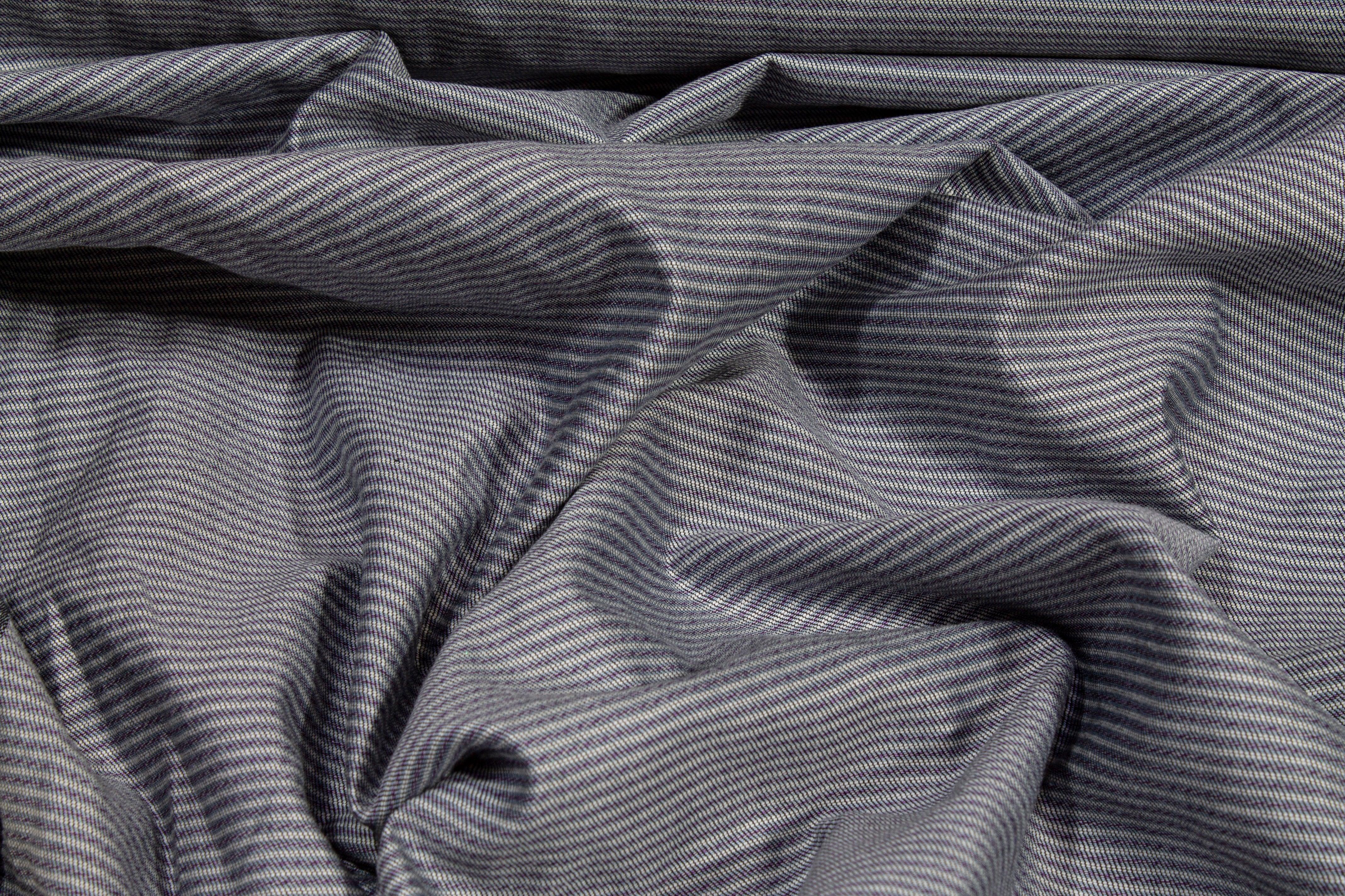 Striped Cotton Shirting - Gray - Prime Fabrics