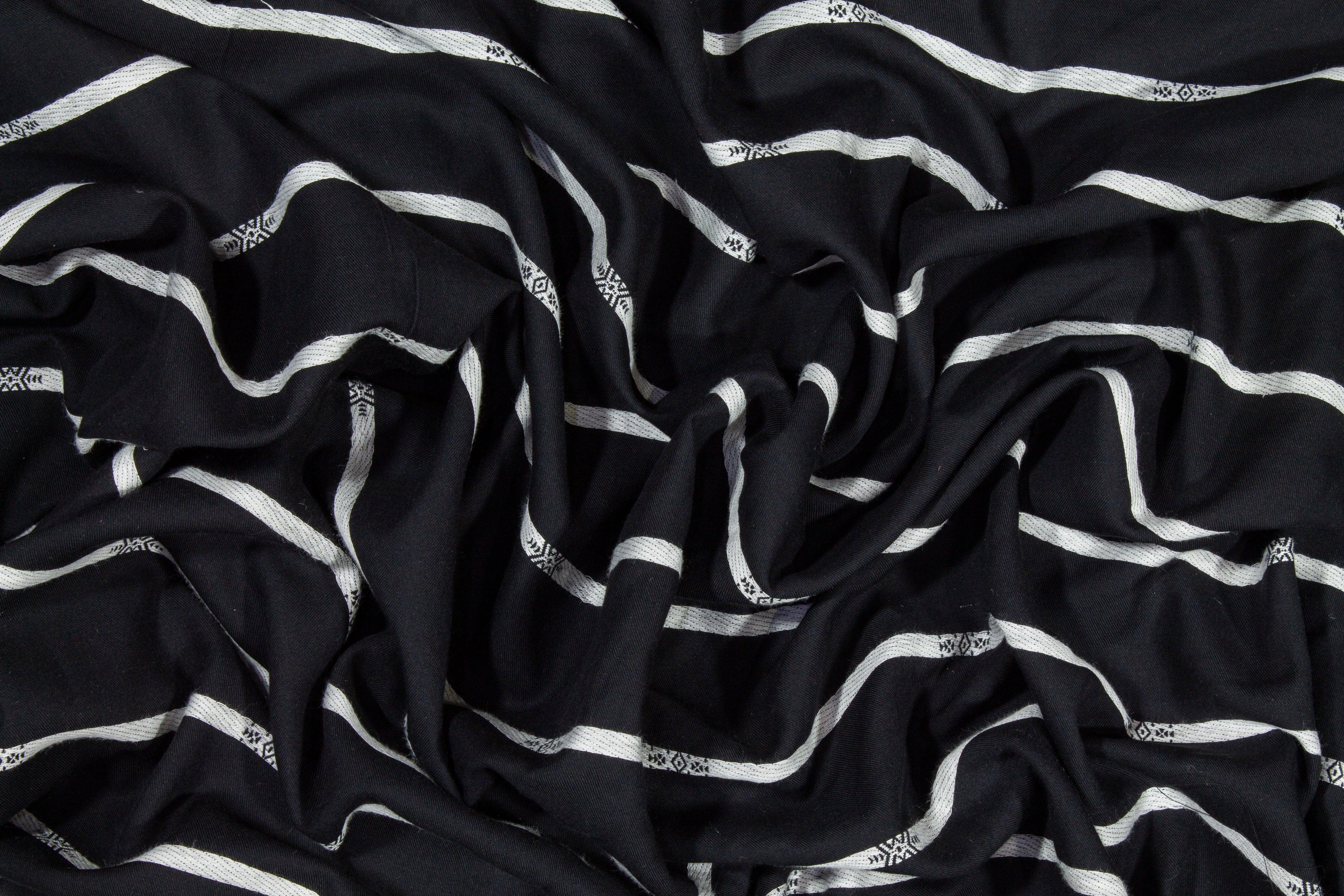 Striped Cotton Voile - Black and Off White - Prime Fabrics