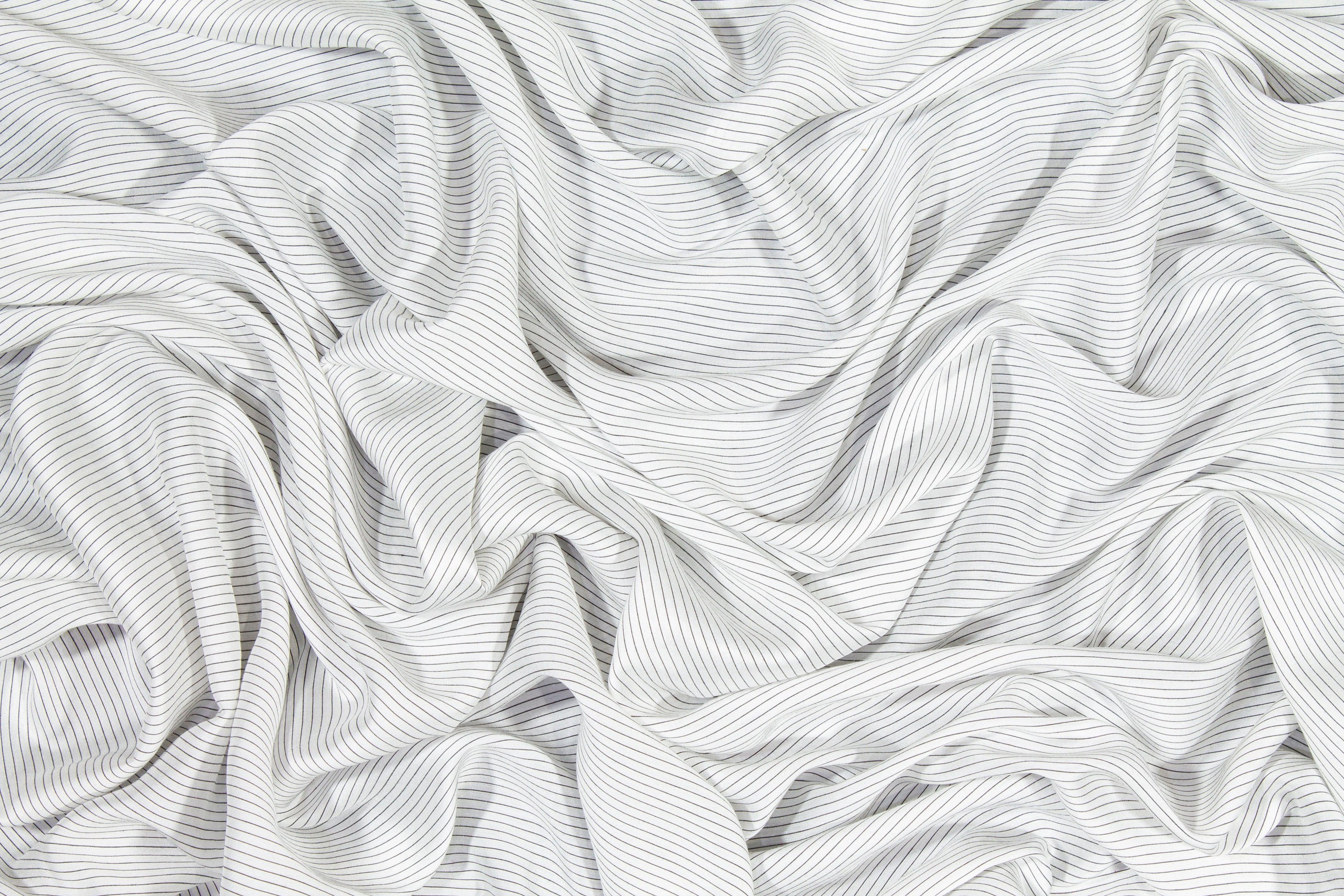 Striped Viscose Shirting - Black and White - Prime Fabrics