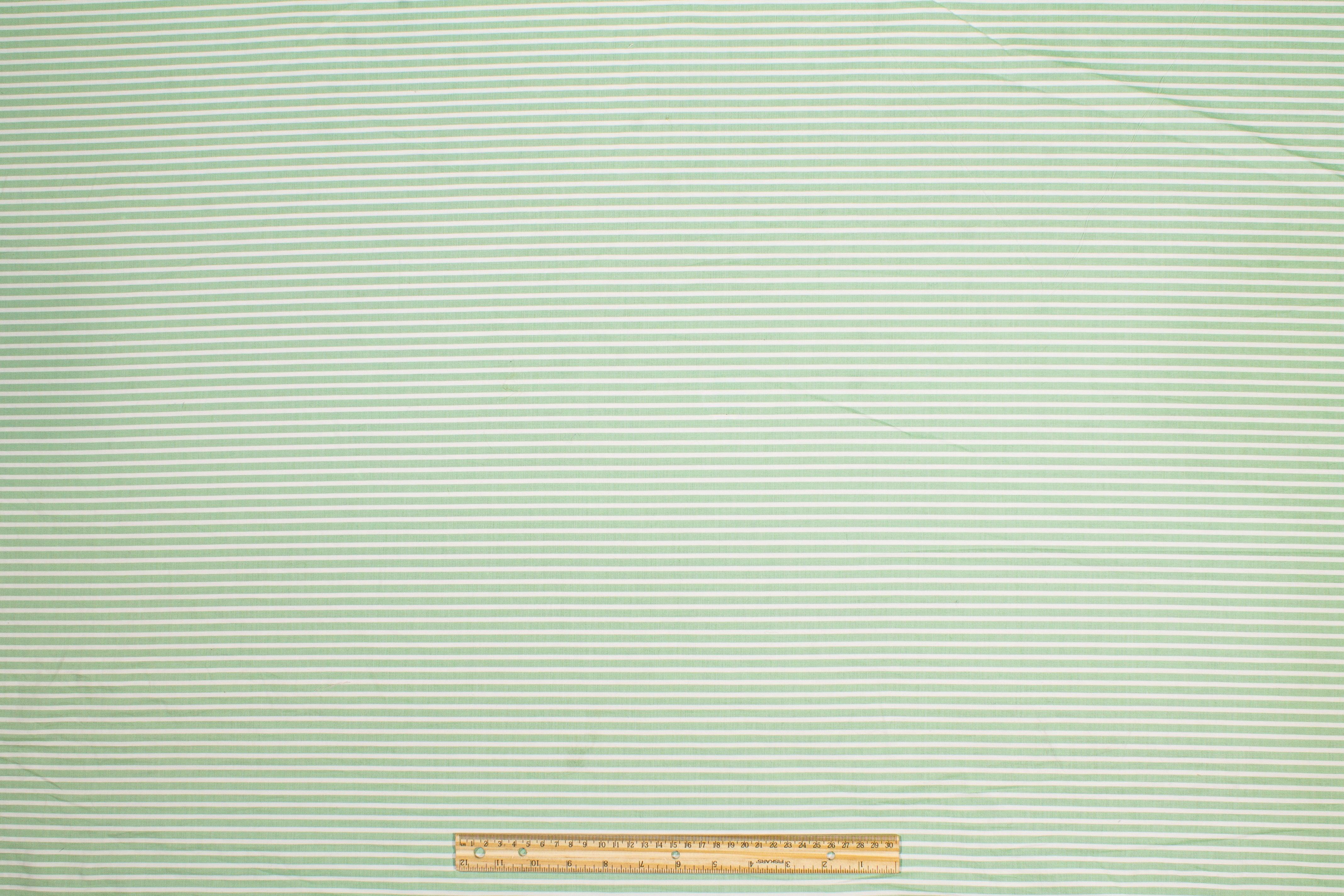 Striped Cotton Voile - Green and White - Prime Fabrics
