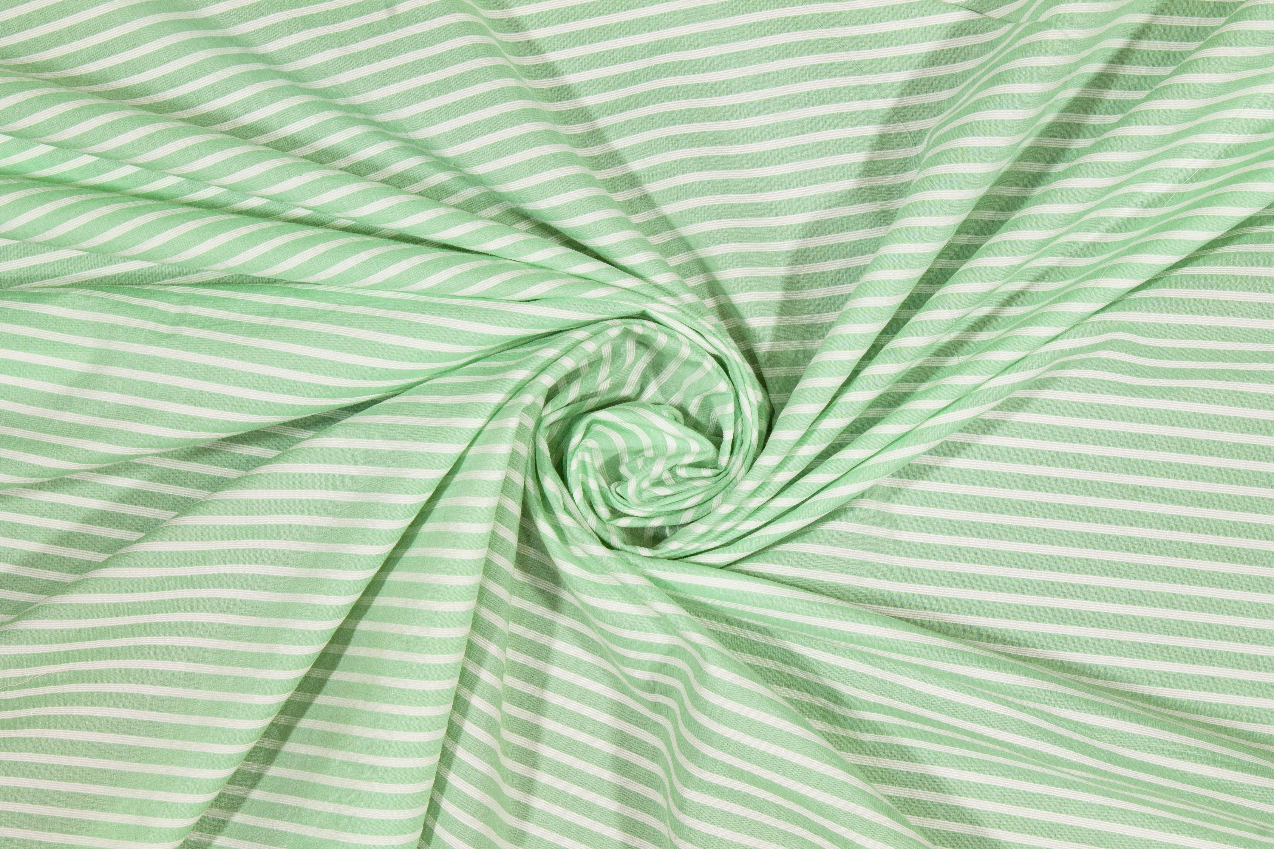 Striped Cotton Voile - Green and White - Prime Fabrics