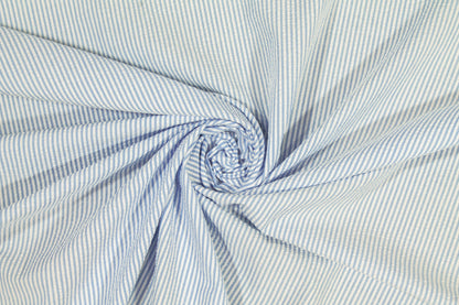 Striped Seersucker Cotton - Blue and White - Prime Fabrics