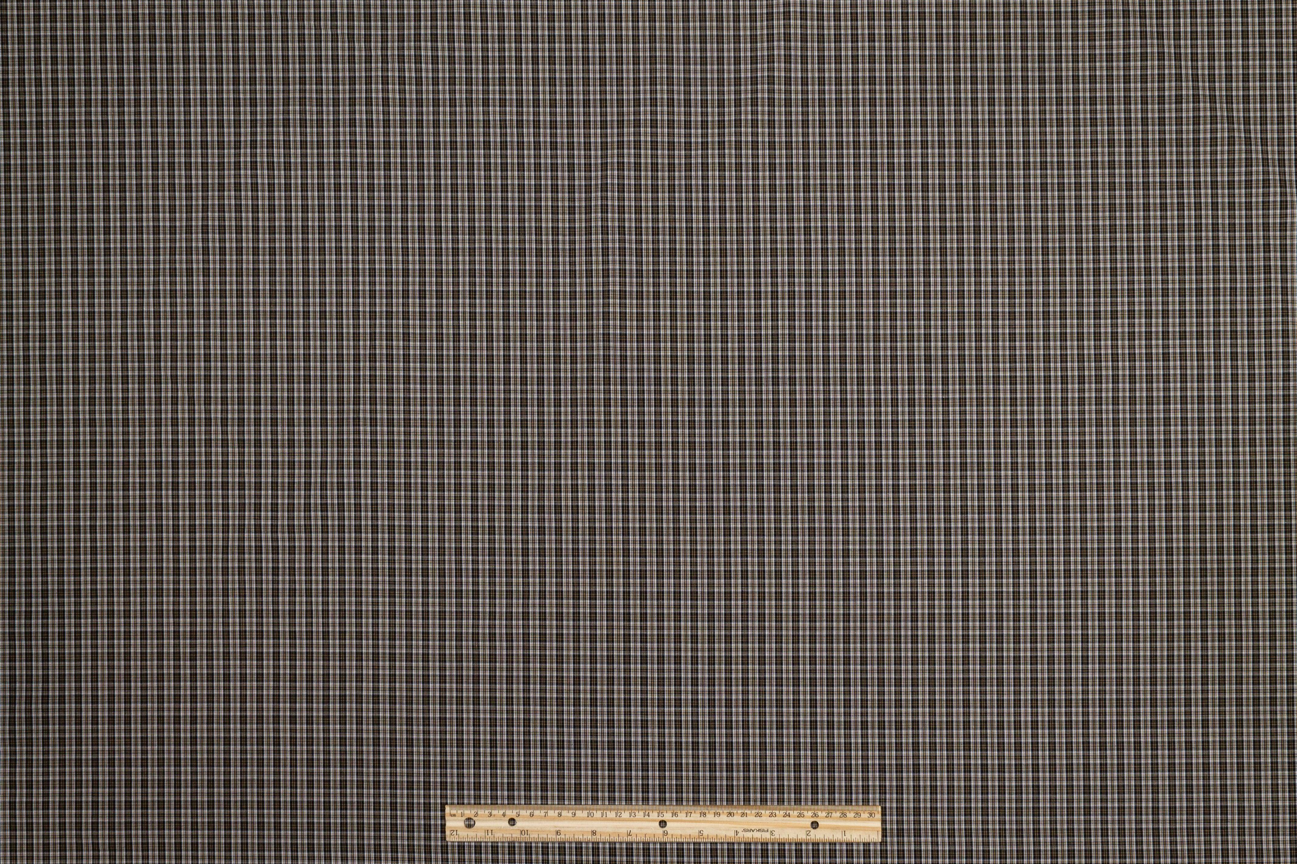 Checked Cotton Shirting - Brown Gray - Prime Fabrics
