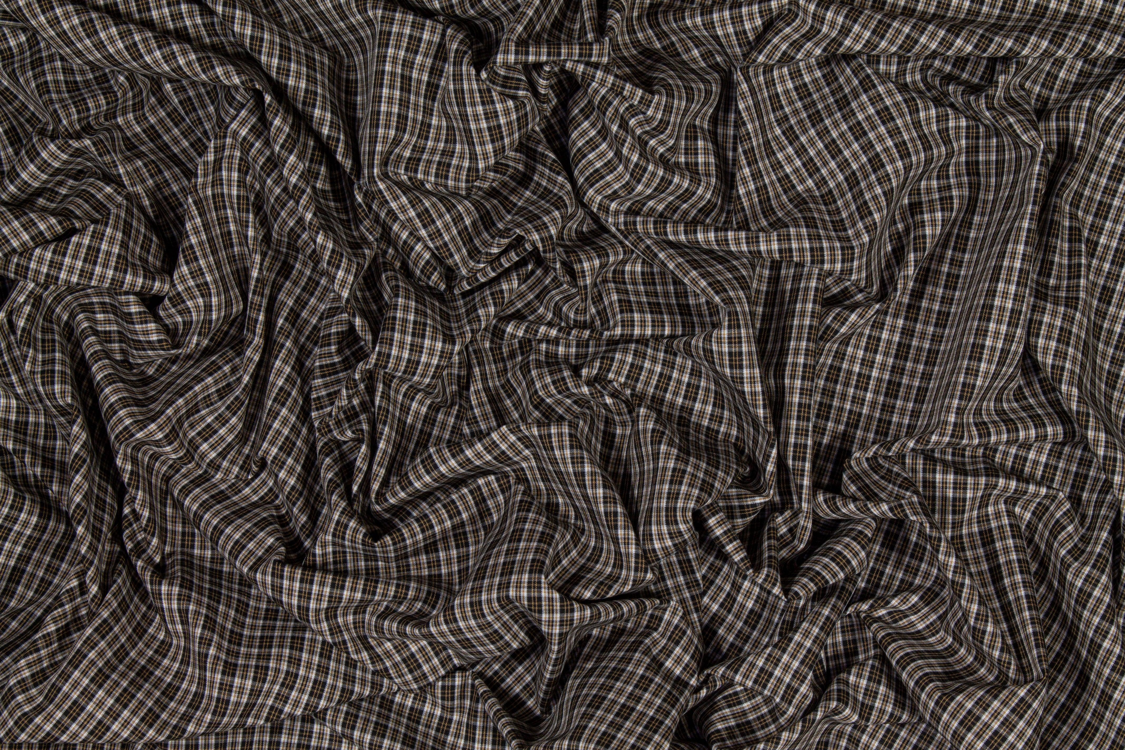 Checked Cotton Shirting - Brown Gray - Prime Fabrics