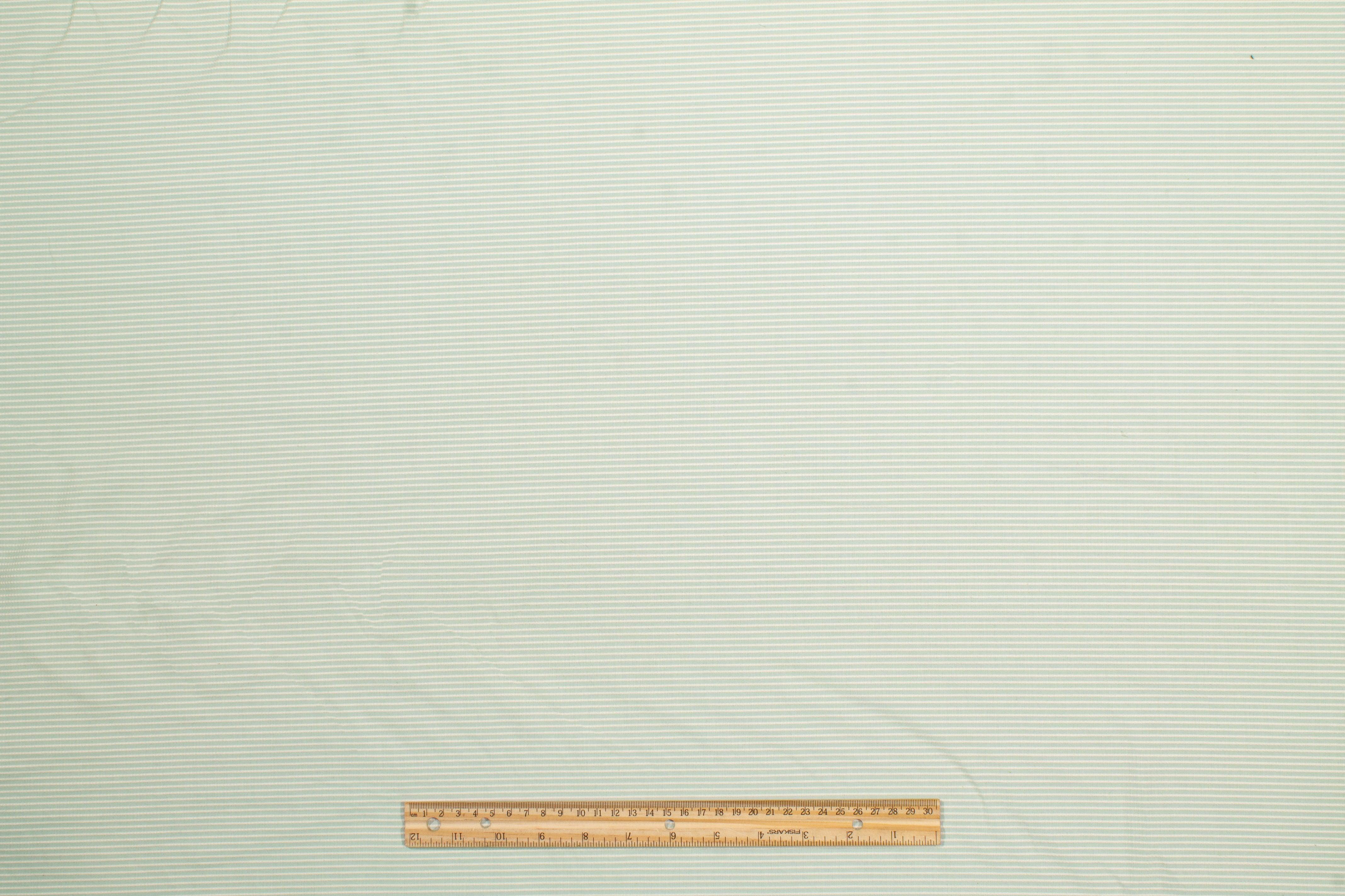 Textured Striped Cotton - Mint Green and White - Prime Fabrics
