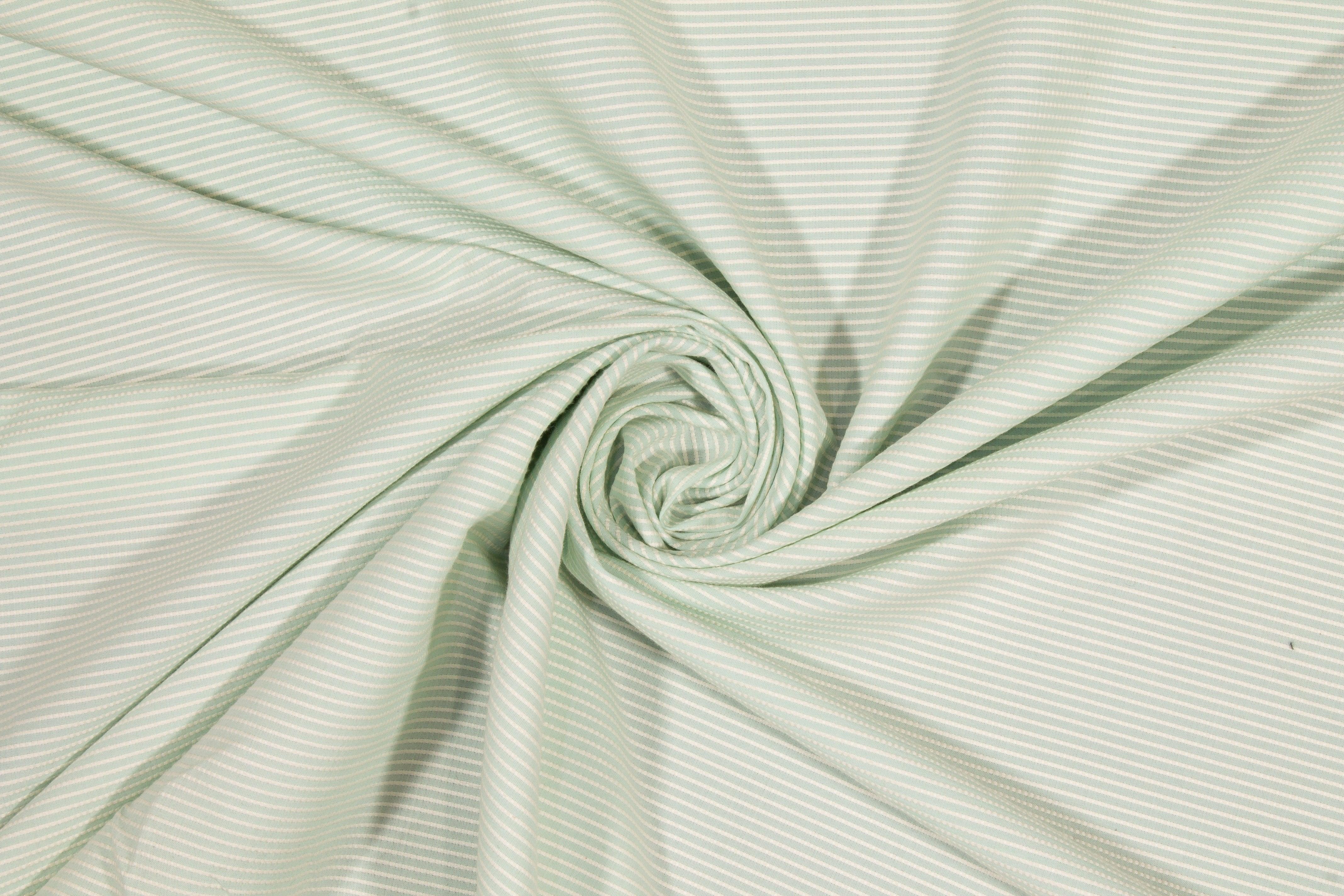 Textured Striped Cotton - Mint Green and White - Prime Fabrics