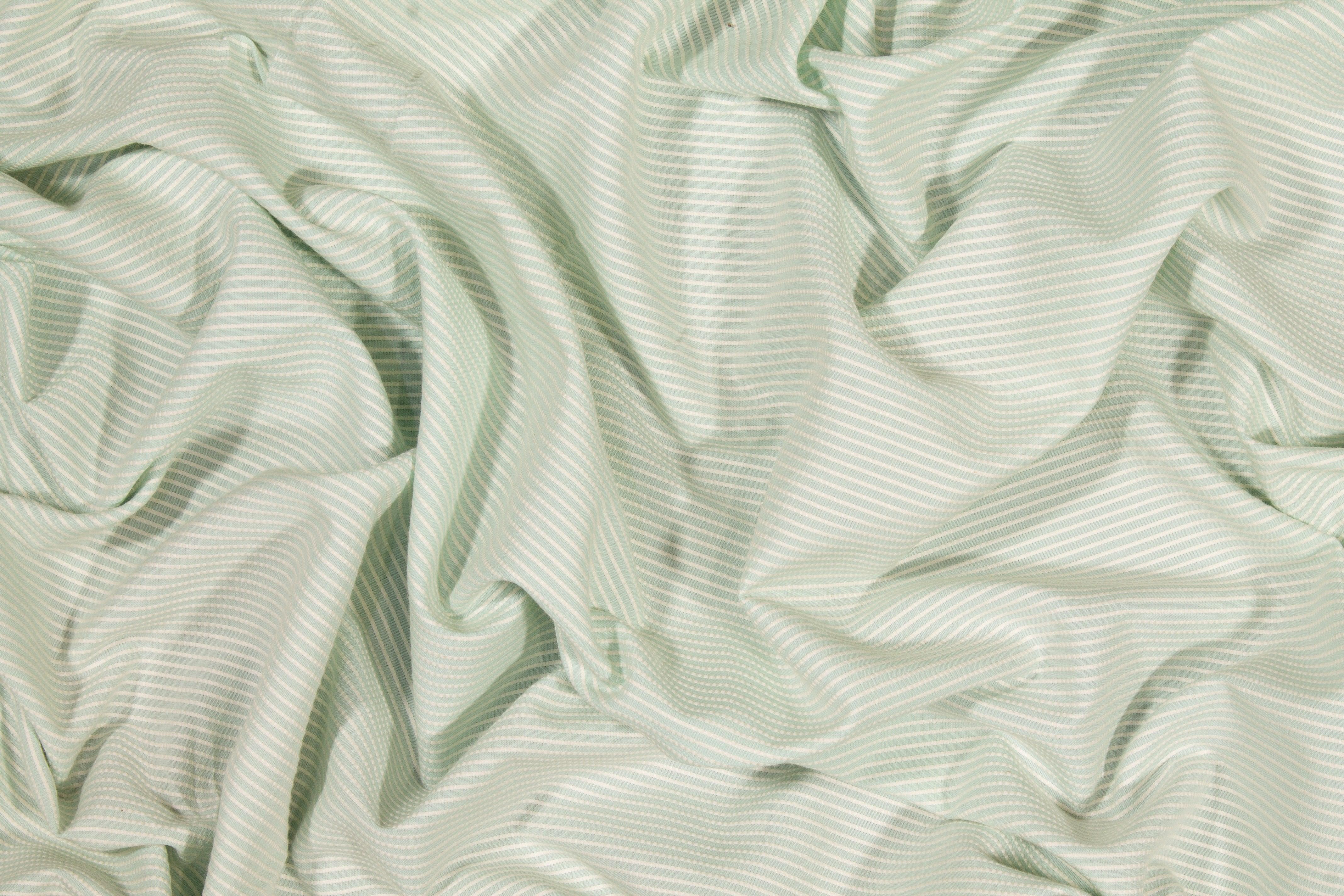 Textured Striped Cotton - Mint Green and White - Prime Fabrics