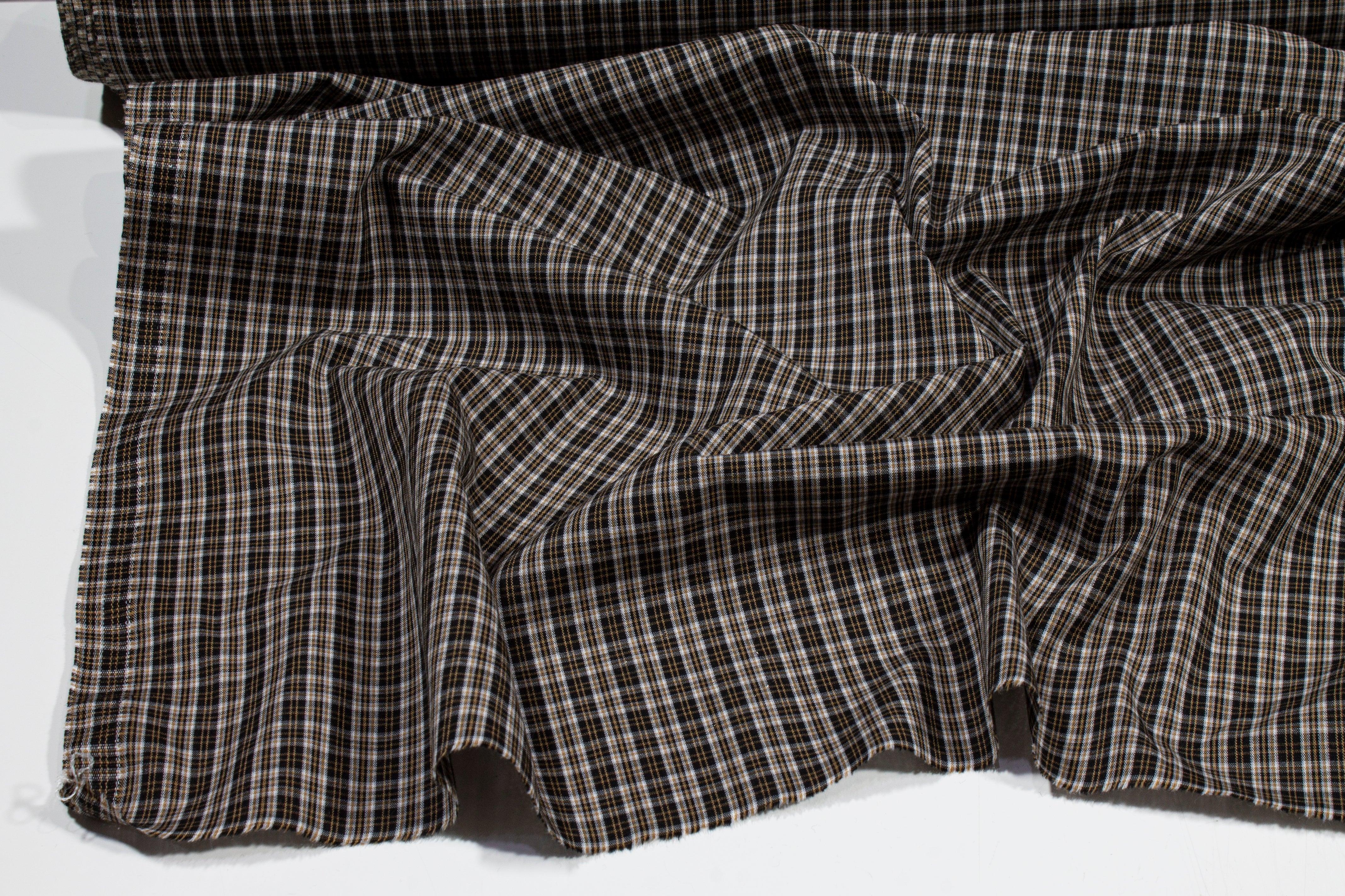 Checked Cotton Shirting - Brown Gray - Prime Fabrics