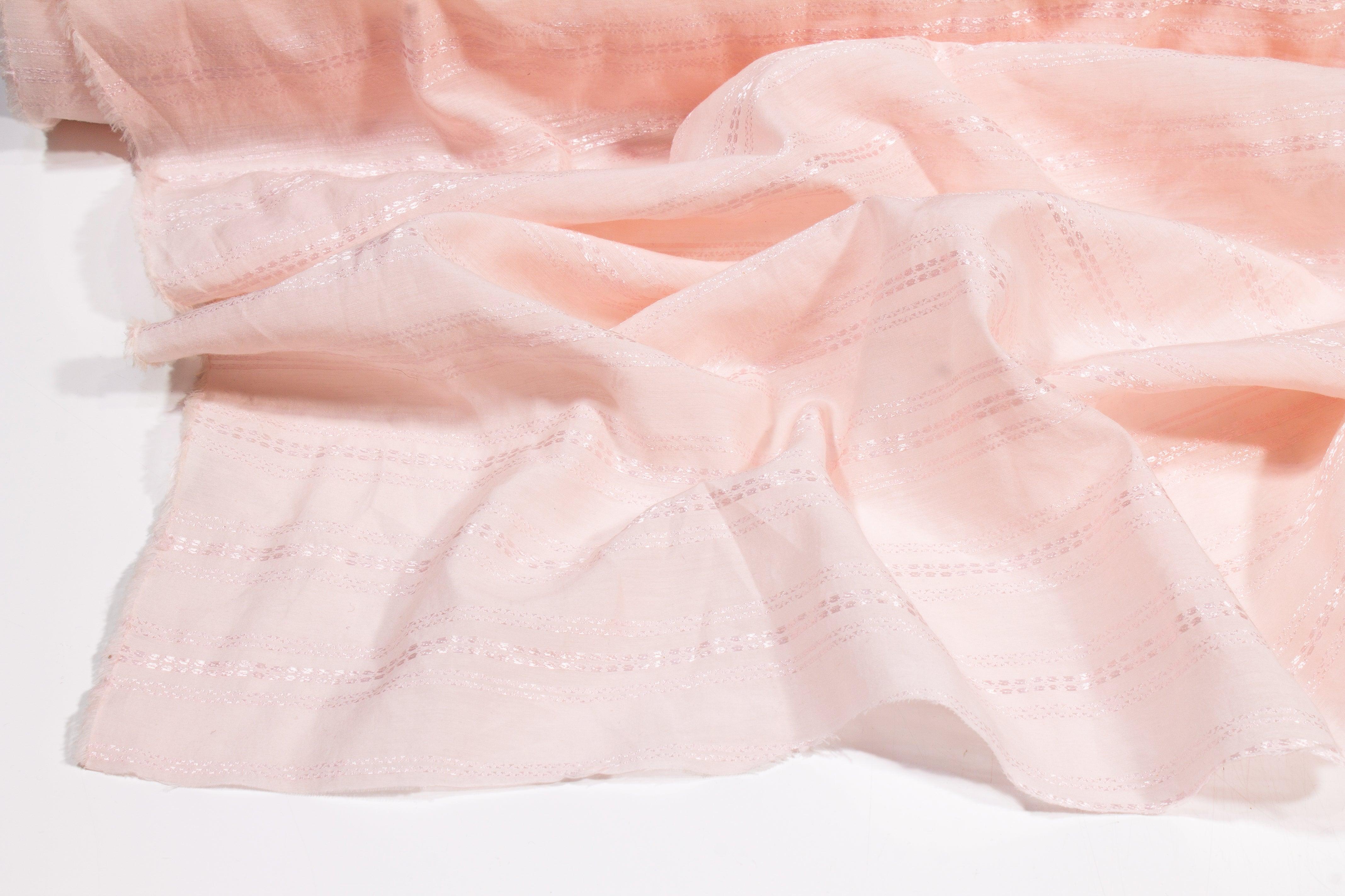 Striped Poly Cotton Voile - Pink - Prime Fabrics