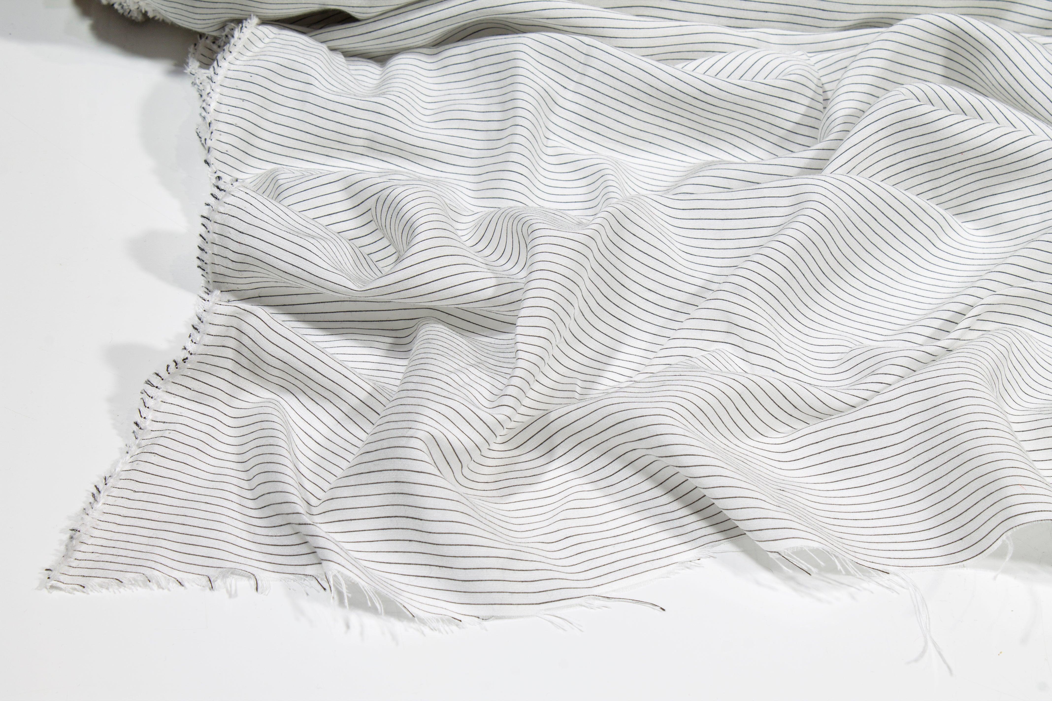 Striped Viscose Shirting - Black and White - Prime Fabrics