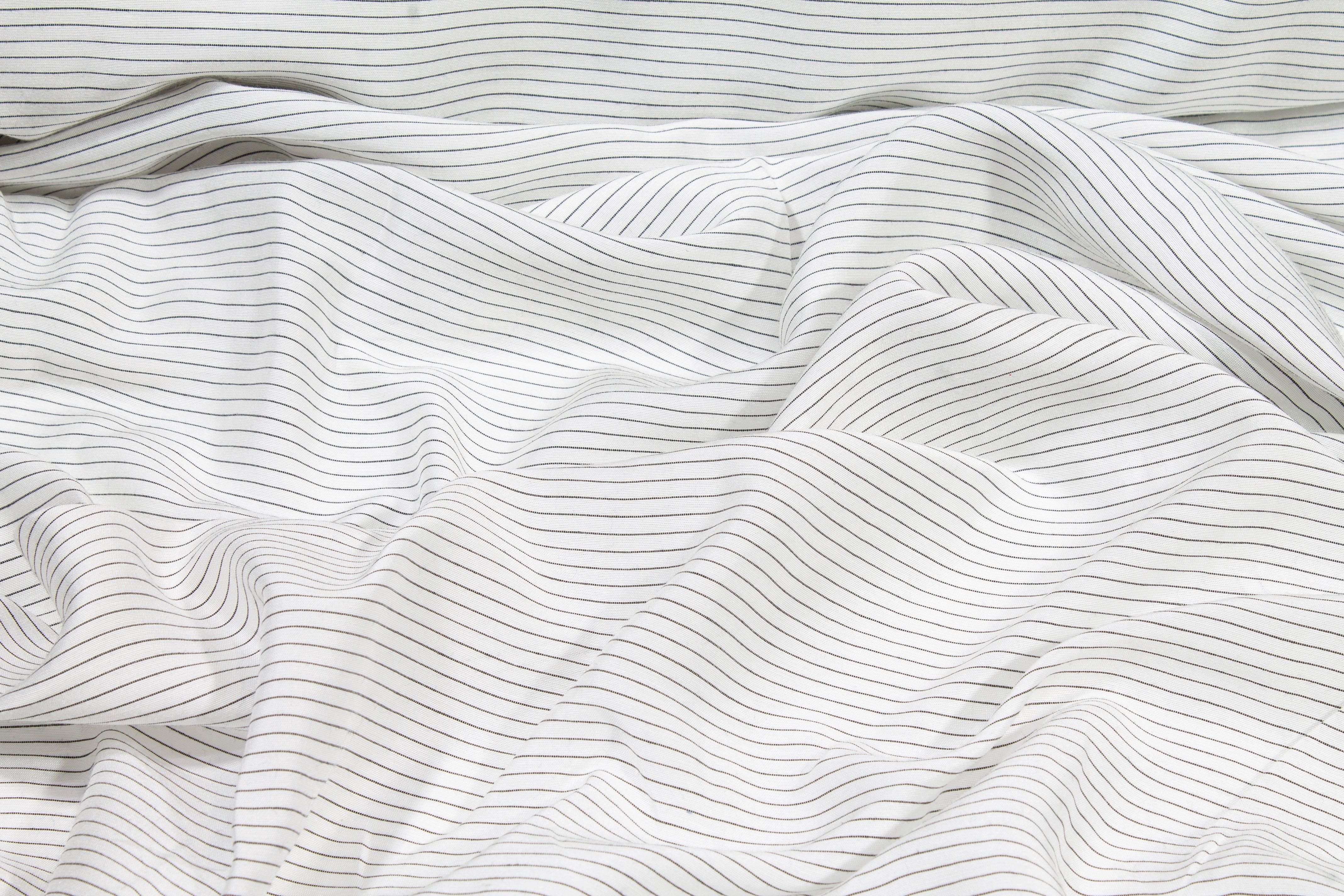 Striped Viscose Shirting - Black and White - Prime Fabrics