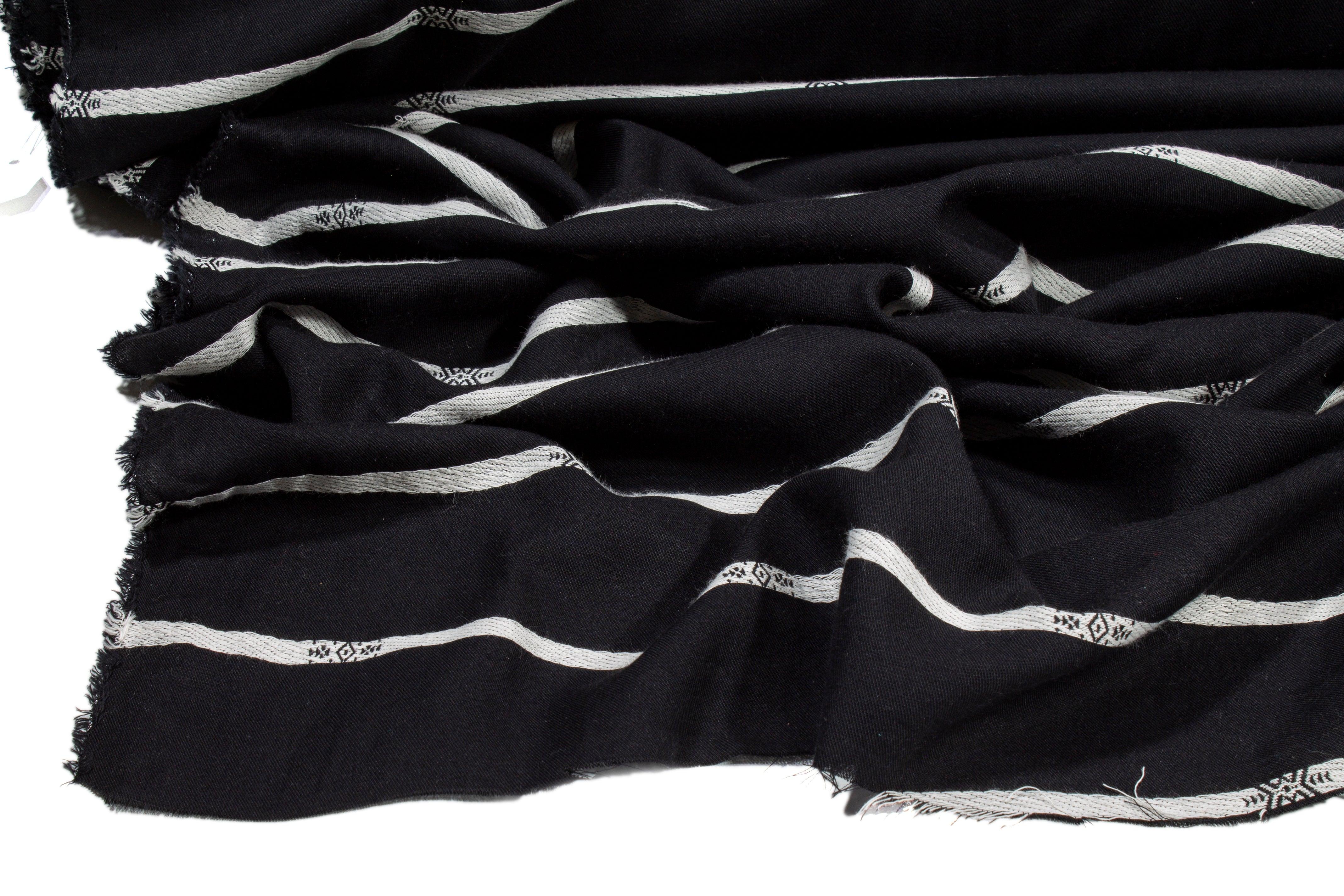 Striped Cotton Voile - Black and Off White - Prime Fabrics