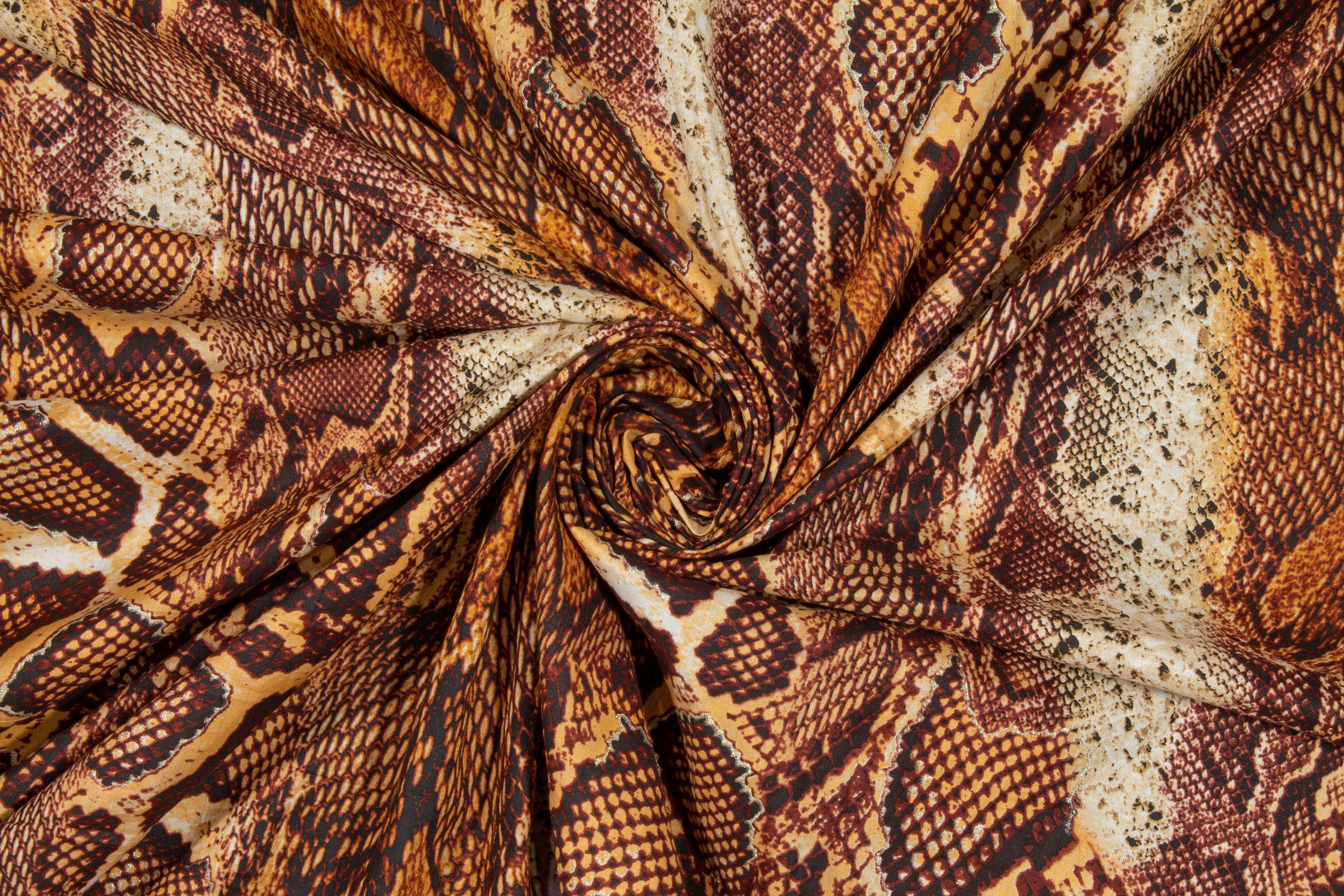 Snake Skin Printed Cotton Voile - Brown - Prime Fabrics