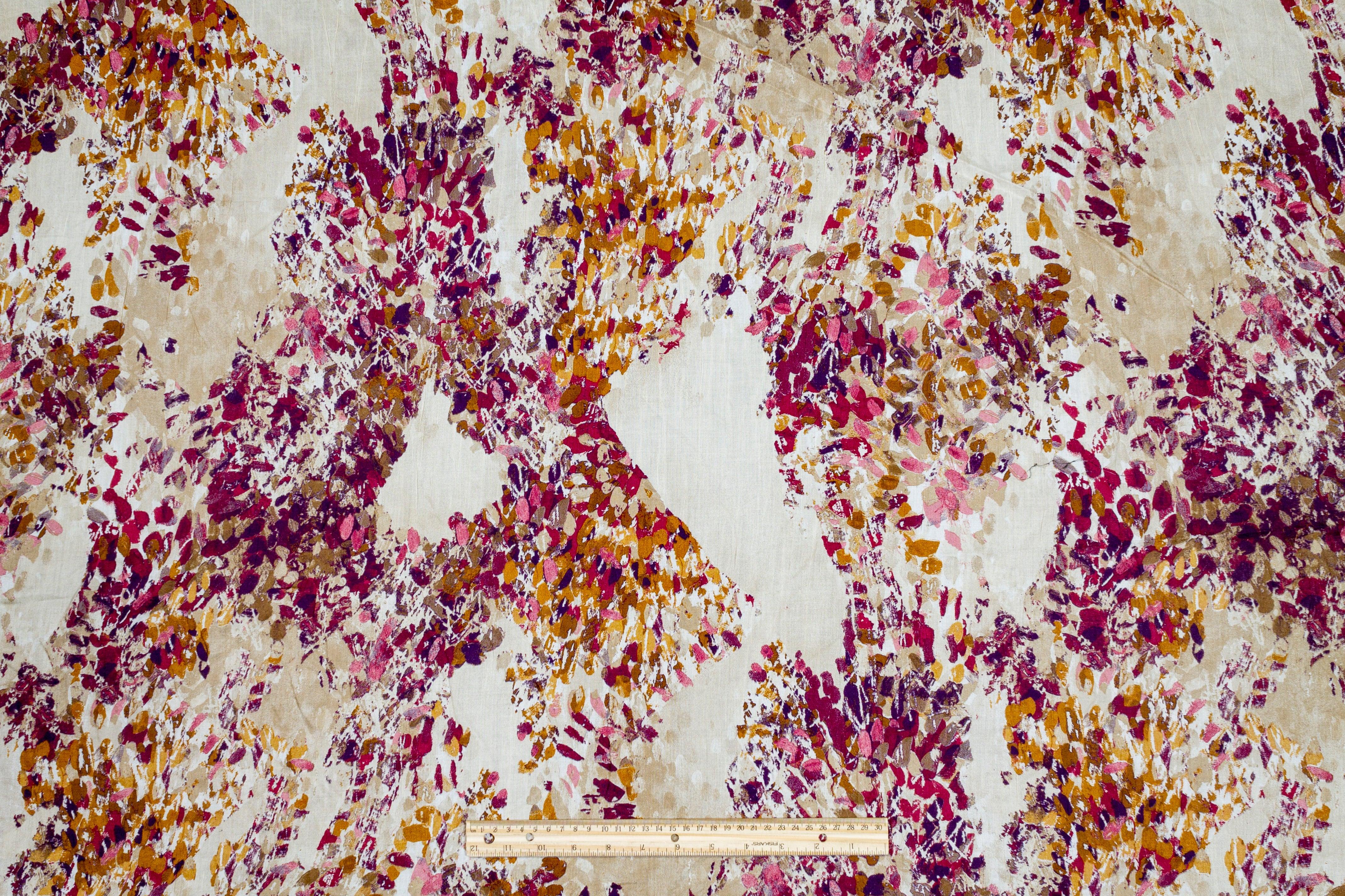 Crushed Abstract Splatter Cotton and Linen Blend - Multicolor - Prime Fabrics