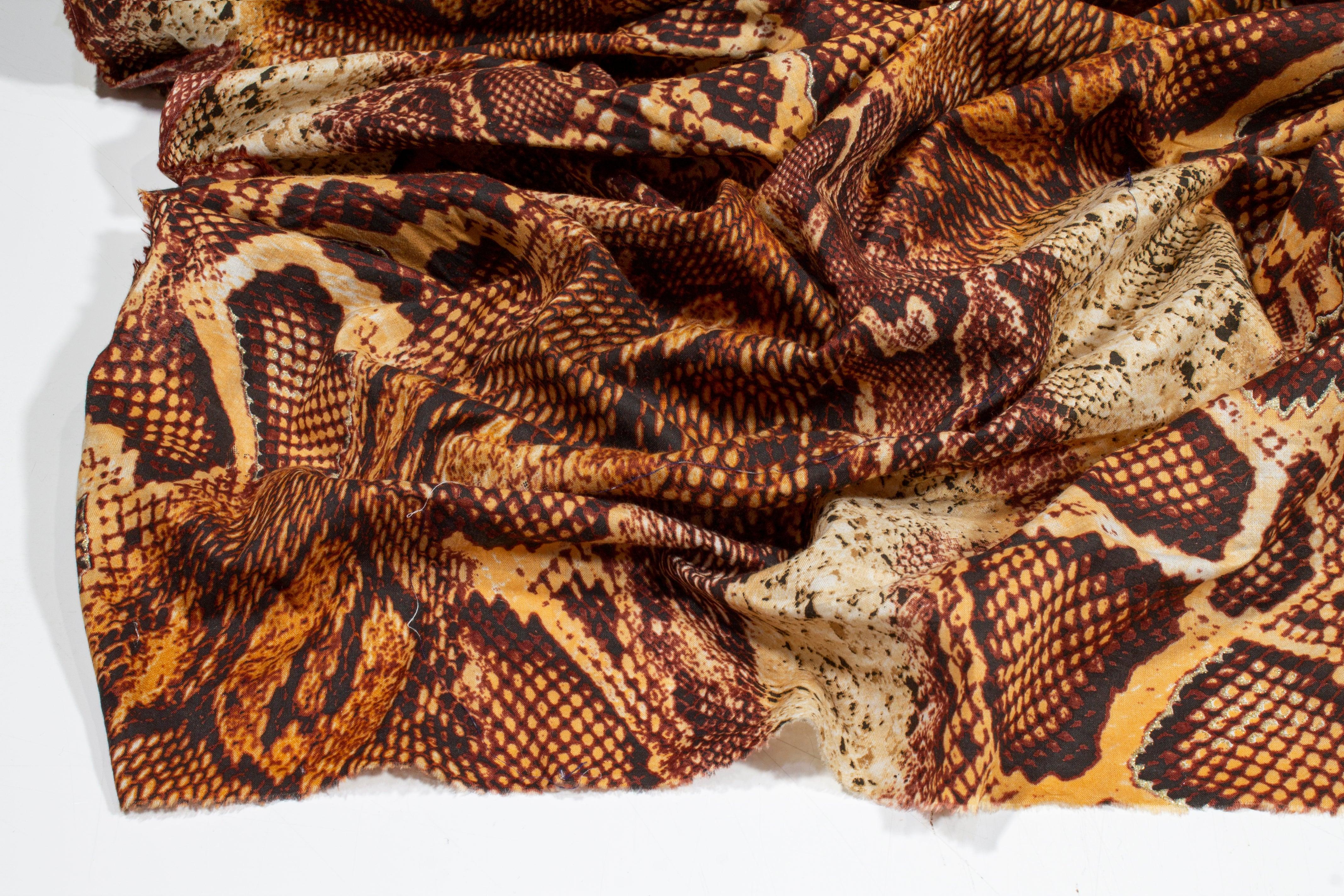 Snake Skin Printed Cotton Voile - Brown - Prime Fabrics