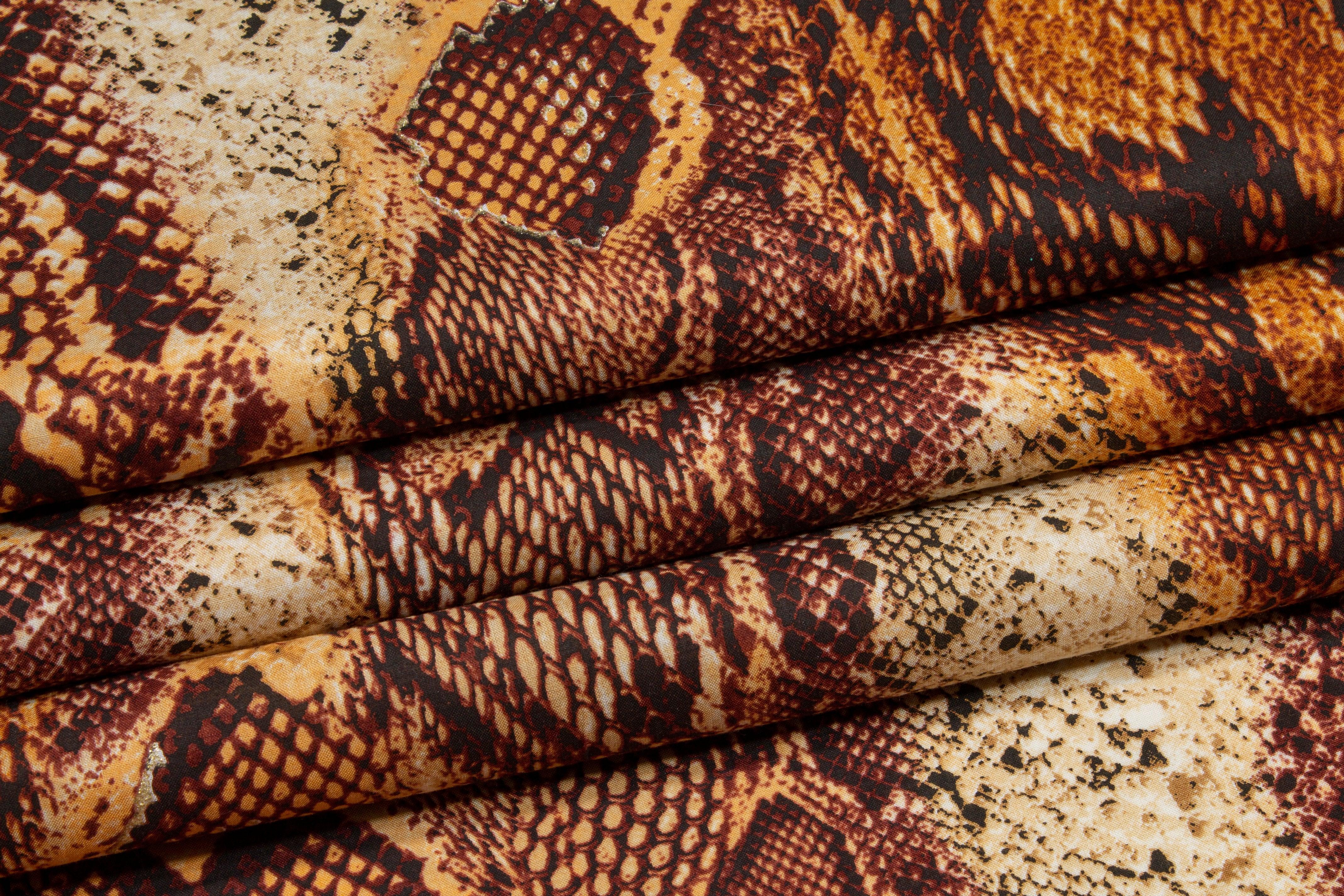 Snake Skin Printed Cotton Voile - Brown - Prime Fabrics