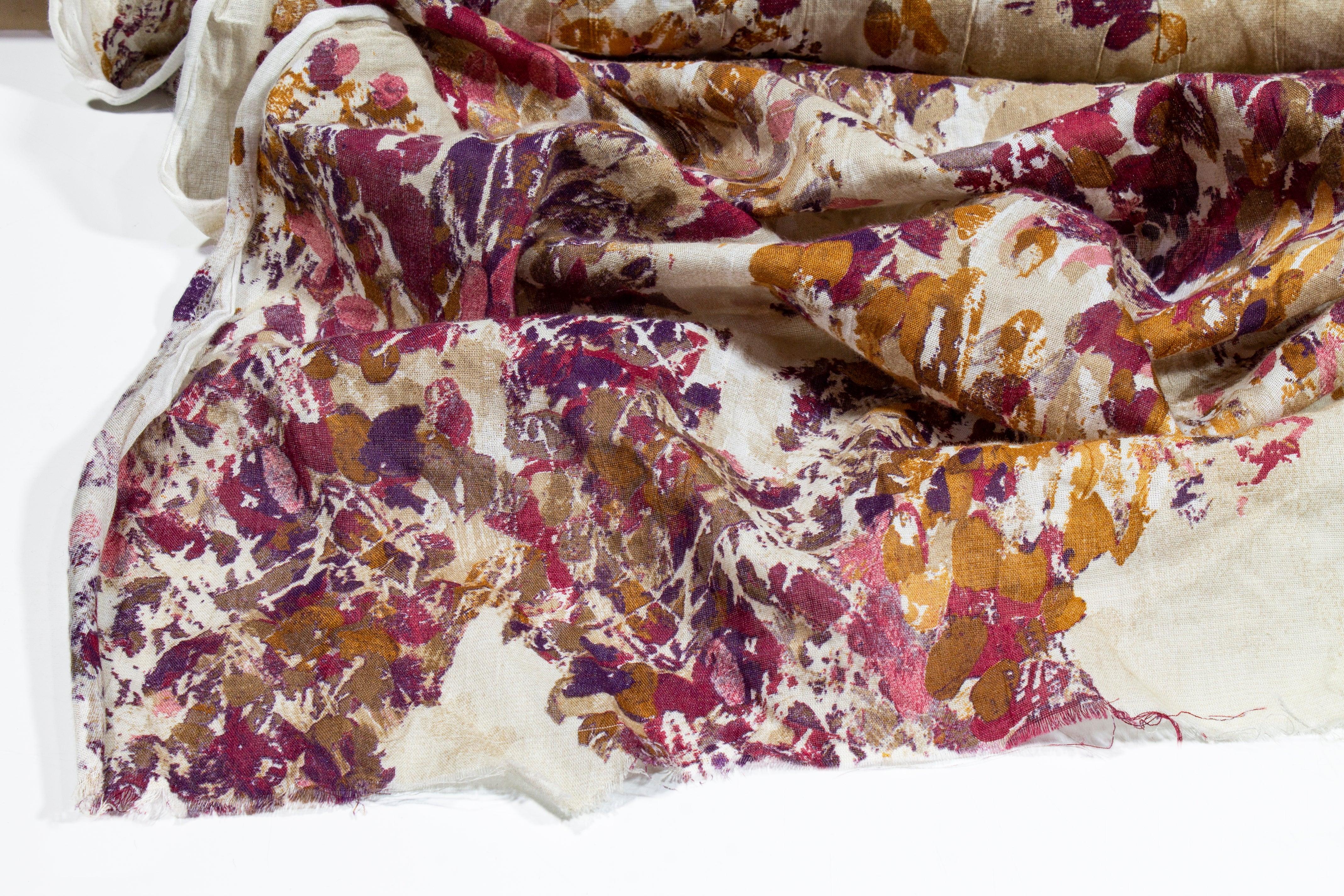 Crushed Abstract Splatter Cotton and Linen Blend - Multicolor - Prime Fabrics