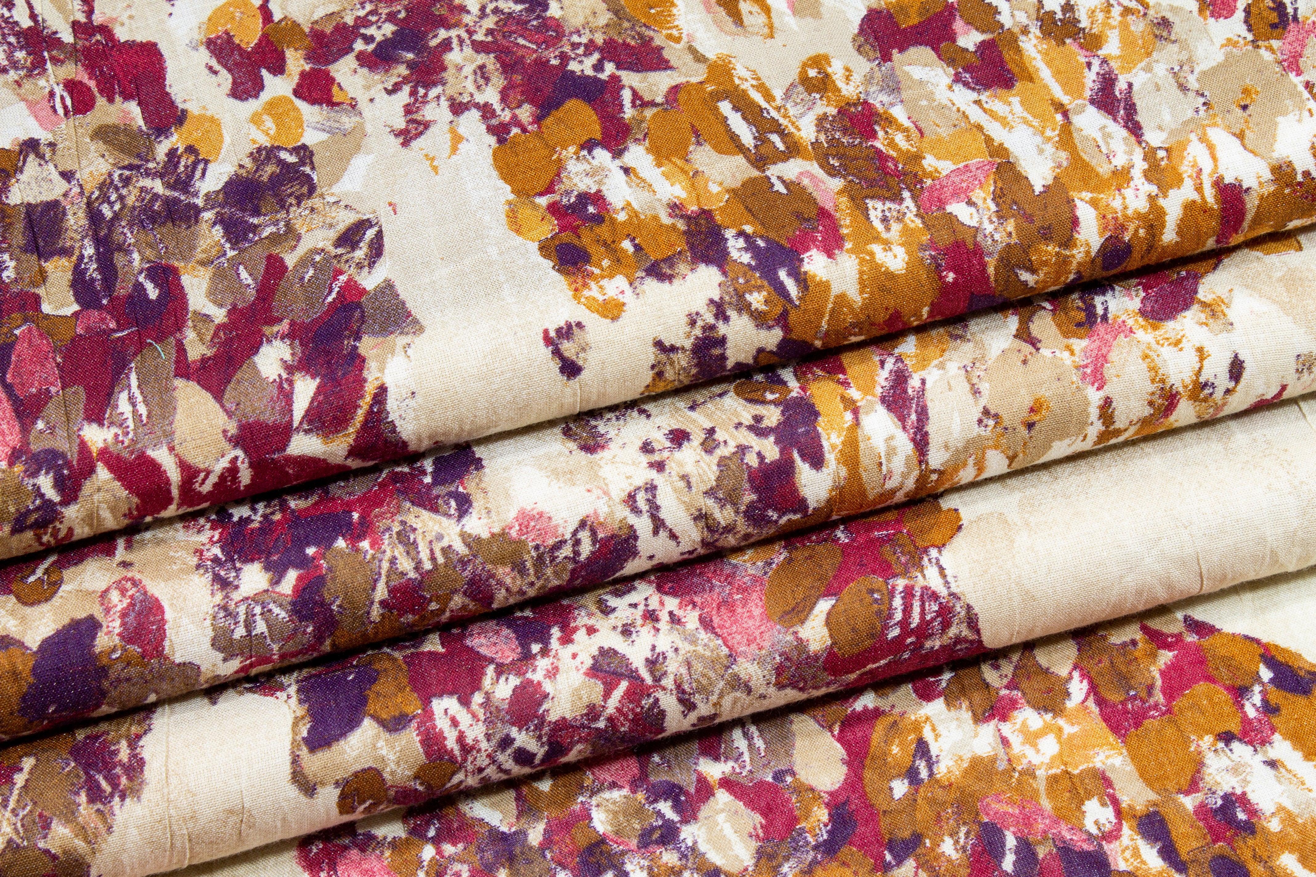 Crushed Abstract Splatter Cotton and Linen Blend - Multicolor - Prime Fabrics