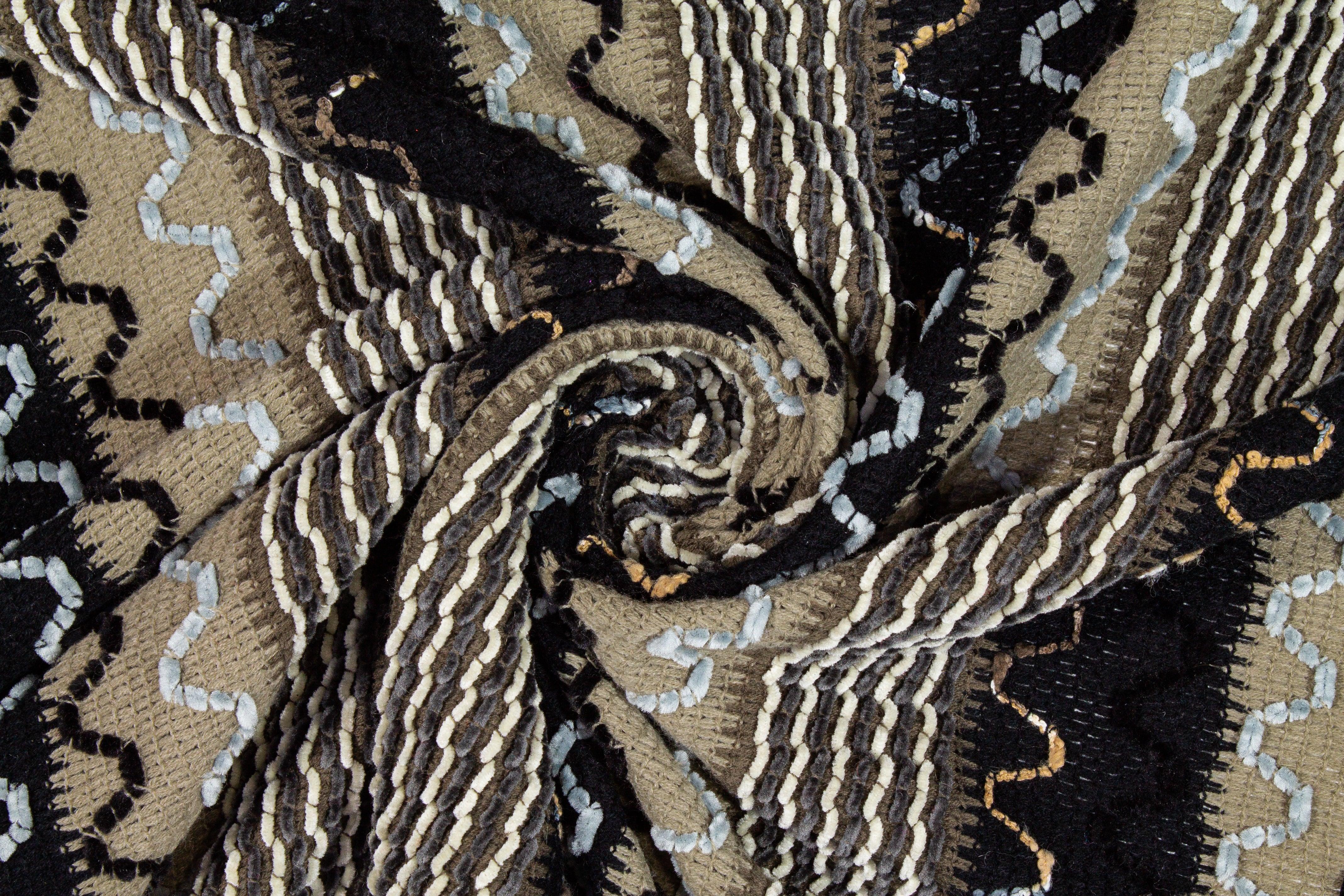 Black and Gray Striped Polyester Knit - Prime Fabrics