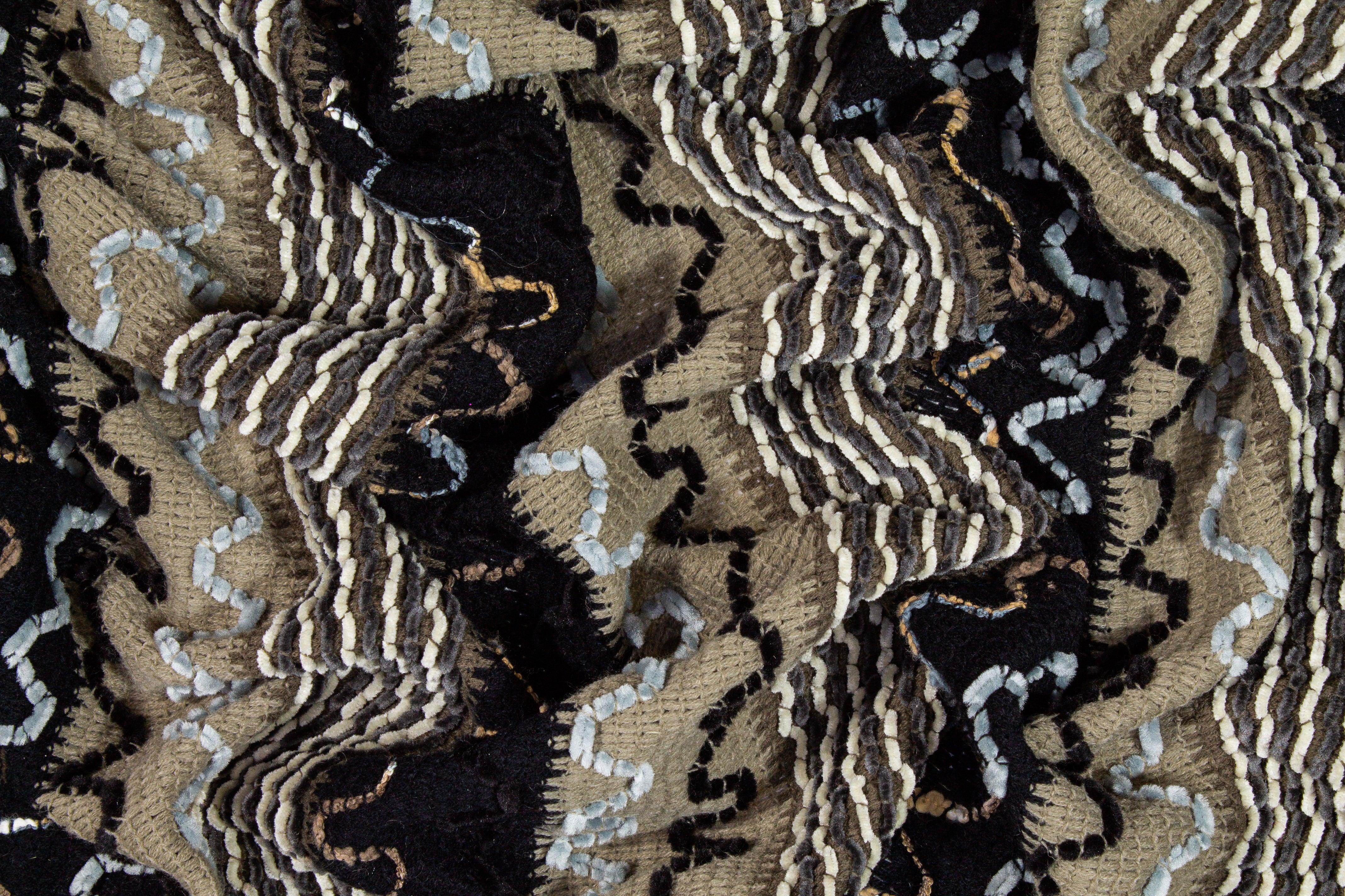 Black and Gray Striped Polyester Knit - Prime Fabrics