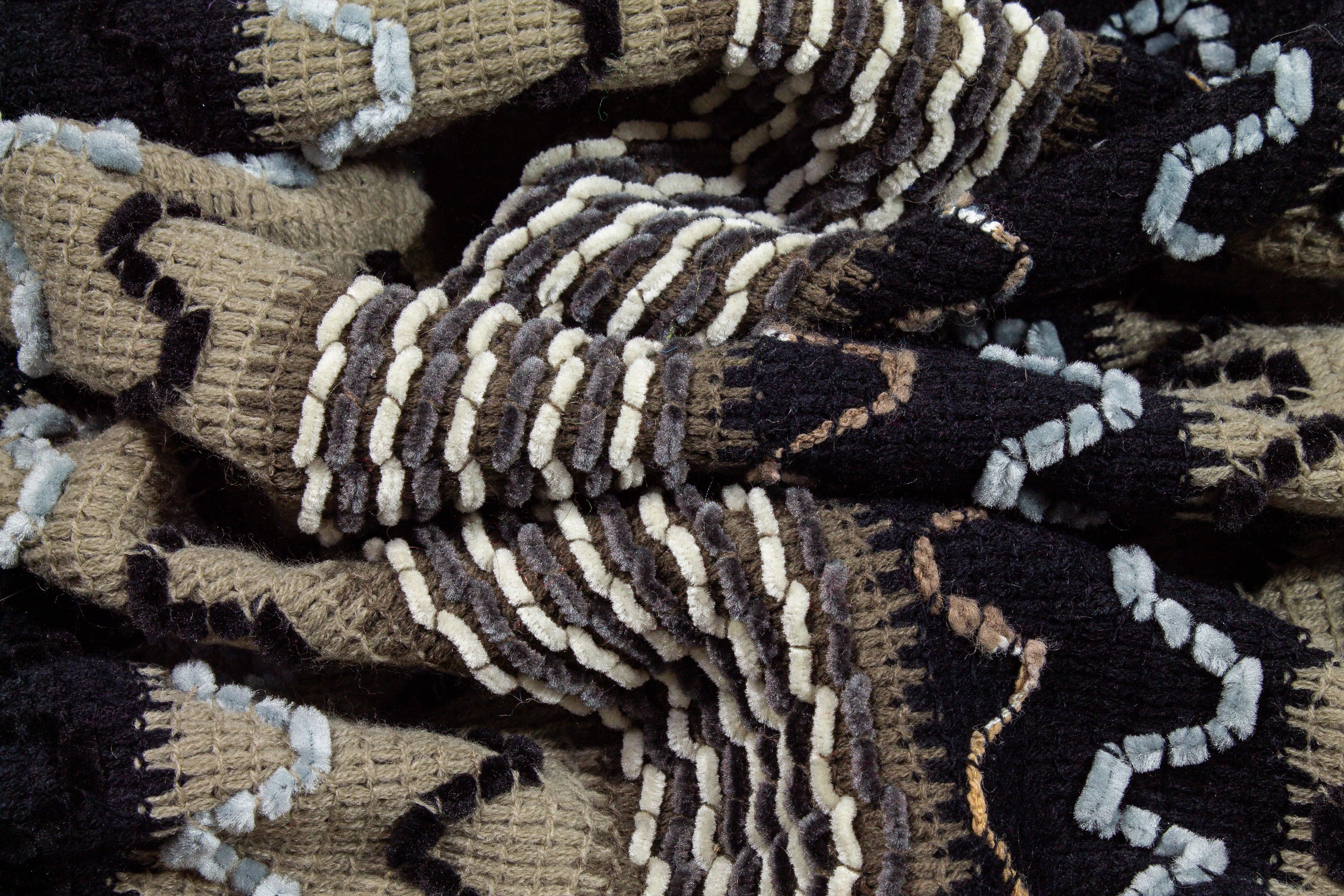 Black and Gray Striped Polyester Knit - Prime Fabrics