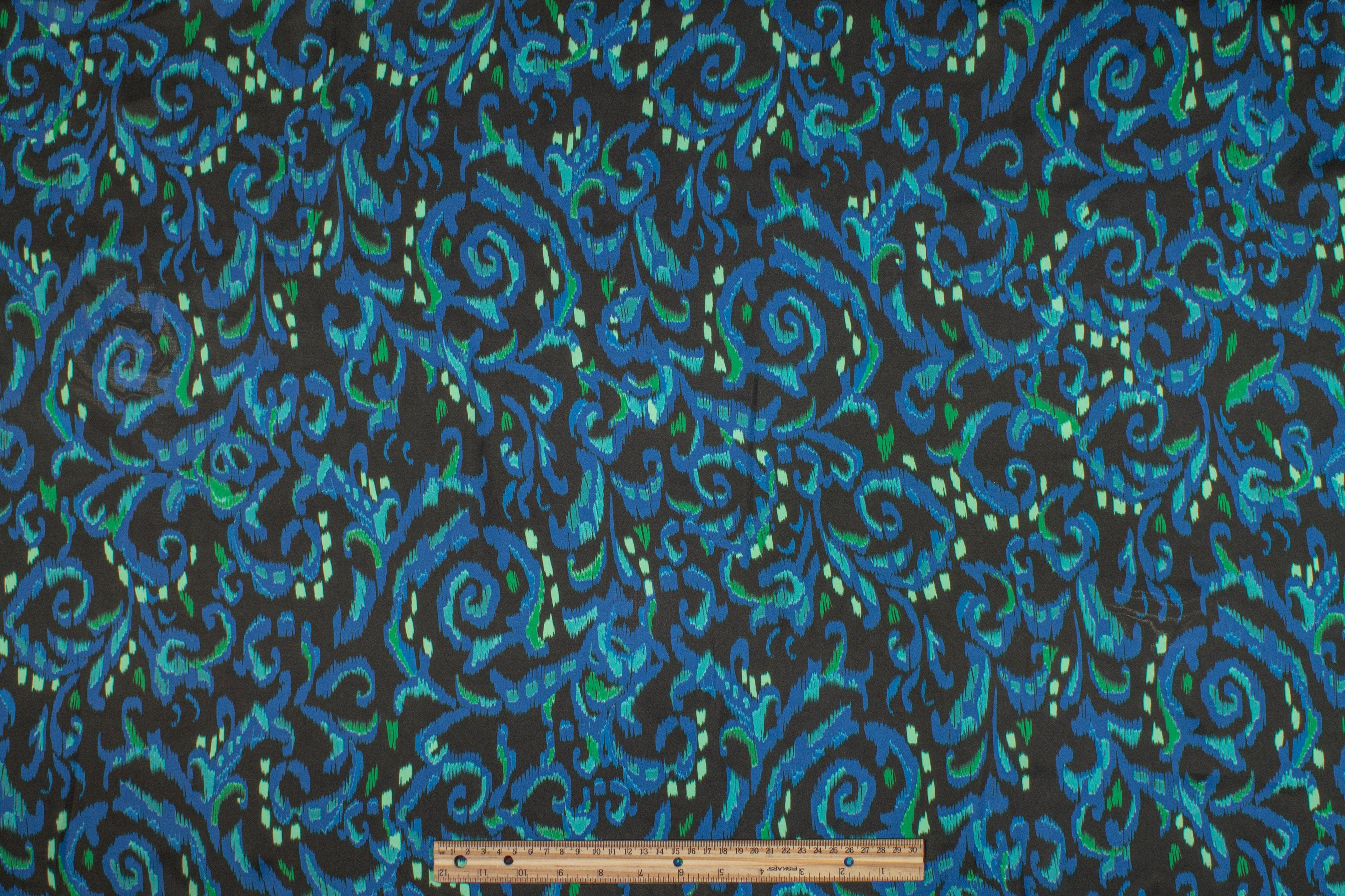 Italian Acetate Charmeuse - Blue and Green - Prime Fabrics
