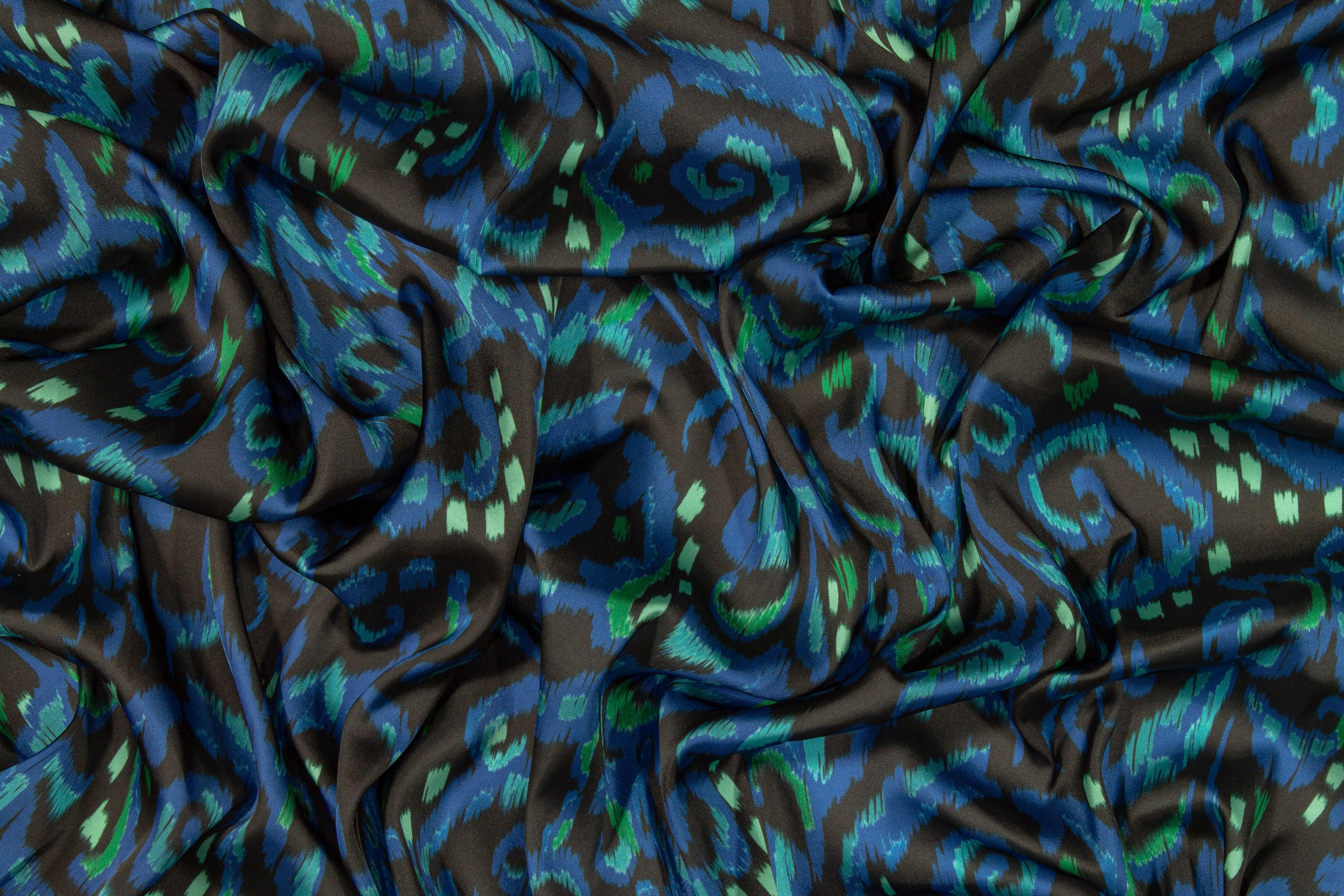 Italian Acetate Charmeuse - Blue and Green - Prime Fabrics