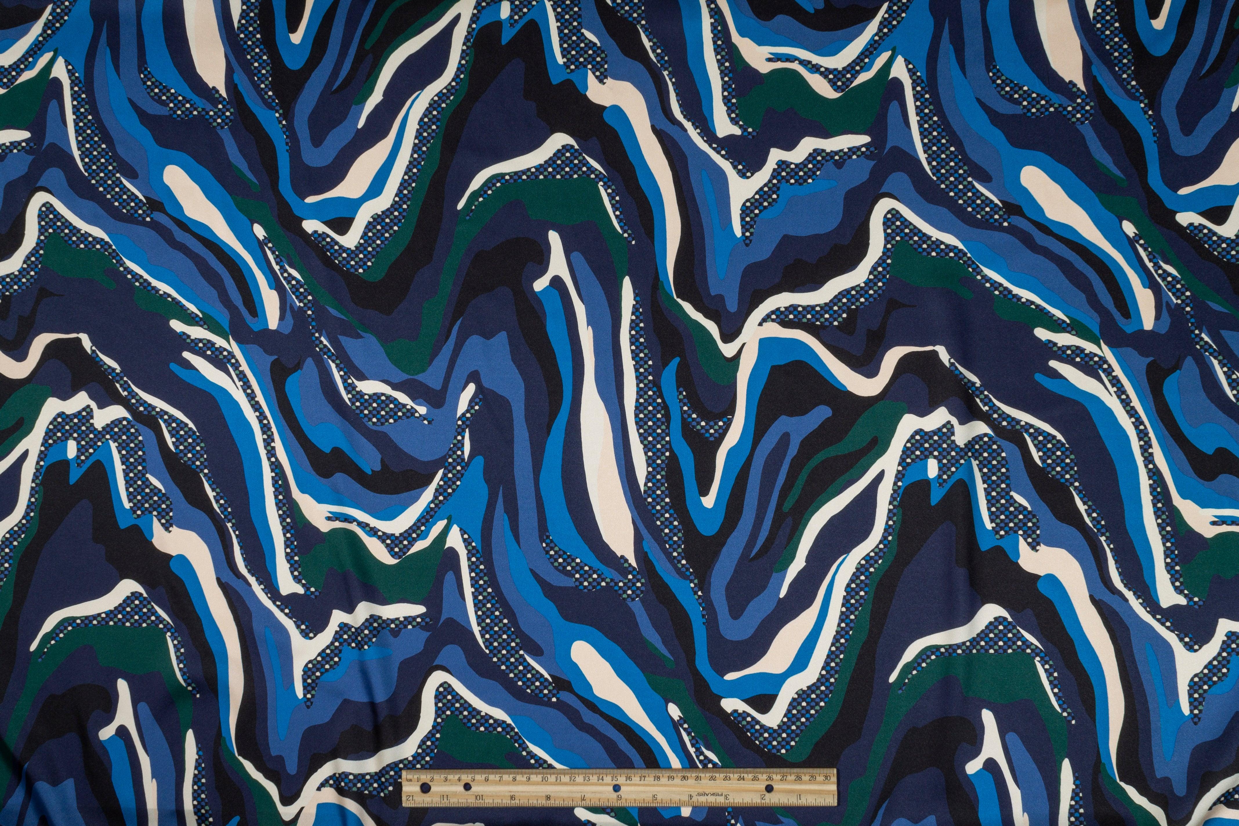 Italian Acetate Charmeuse - Blue and Green - Prime Fabrics