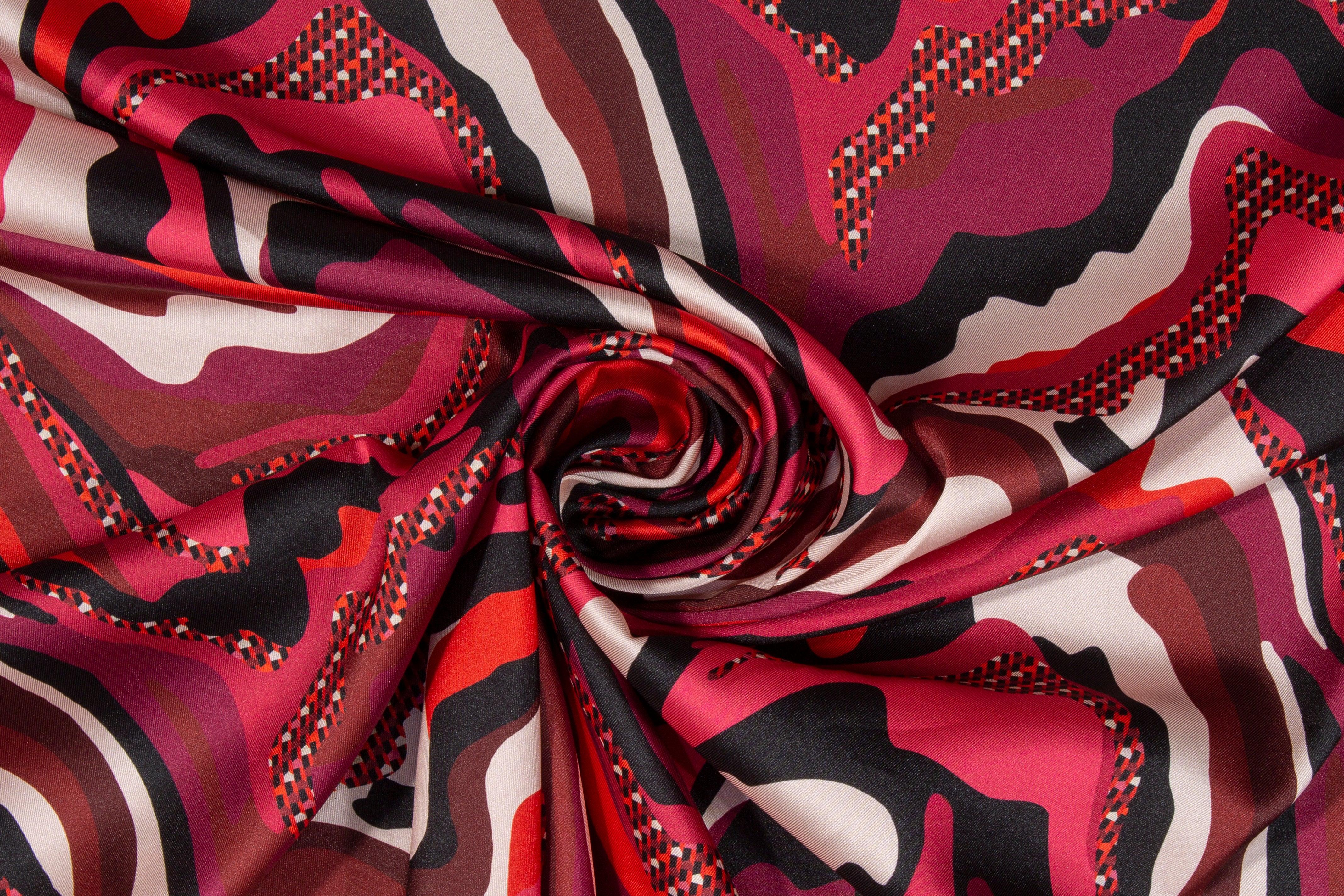 Italian Acetate Charmeuse - Red, Magenta, Purple - Prime Fabrics