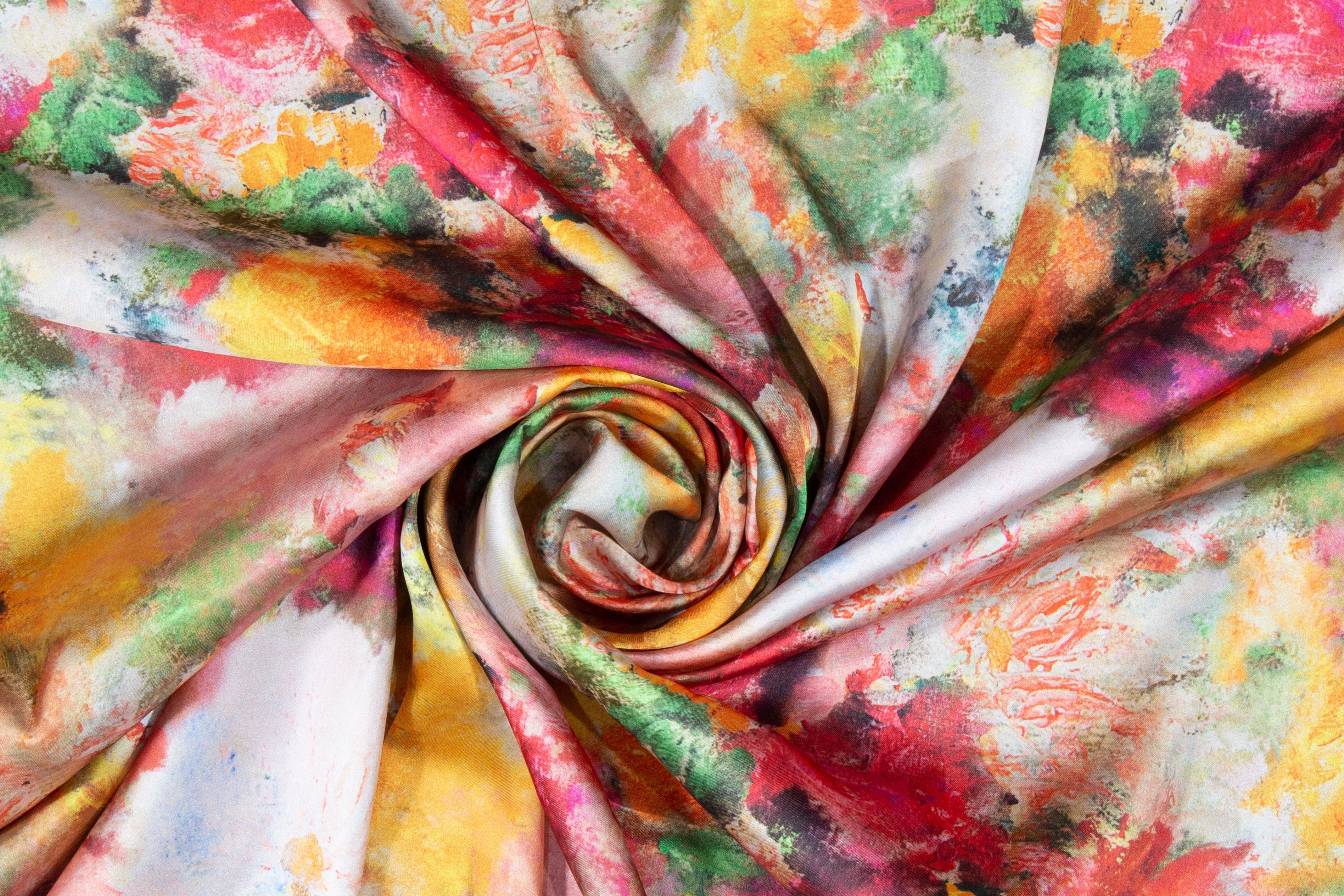 Abstract Watercolor Italian Charmeuse - Prime Fabrics