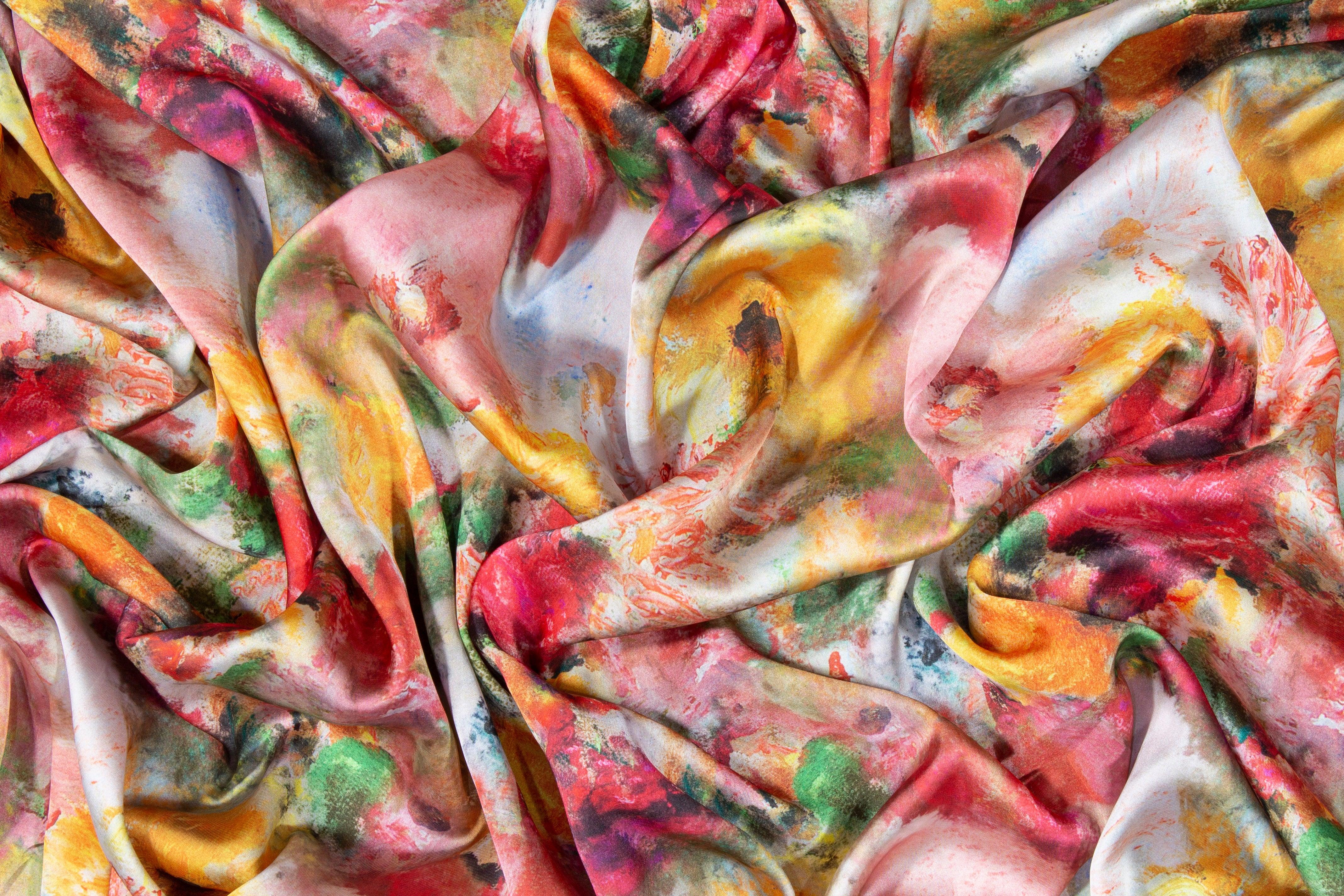 Abstract Watercolor Italian Charmeuse - Prime Fabrics