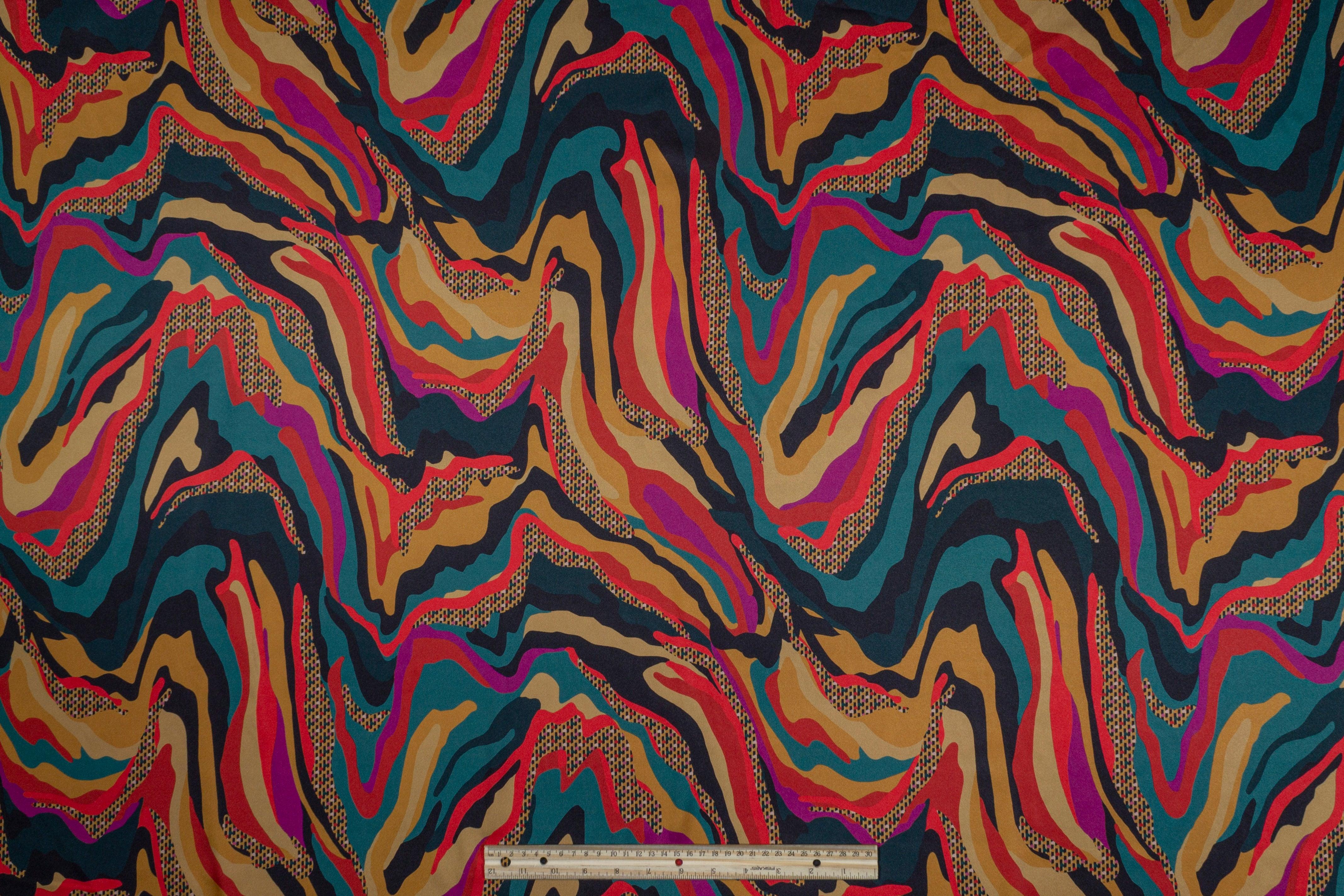 Italian Acetate Charmeuse - Gold, Green, Red - Prime Fabrics